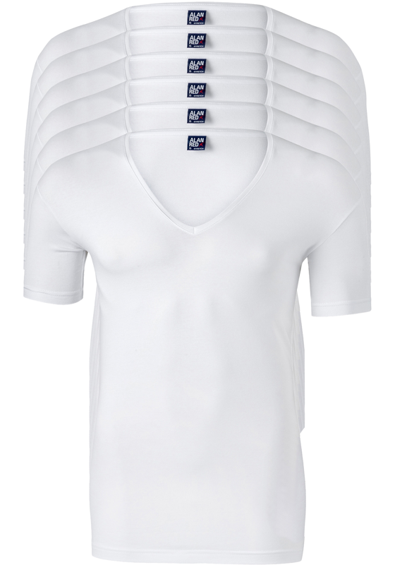 ALAN RED T-shirts no neck (6-pack), diepe V-hals, wit  ALAN RED T-shirts no neck (6-pack), diepe V-hals, wit