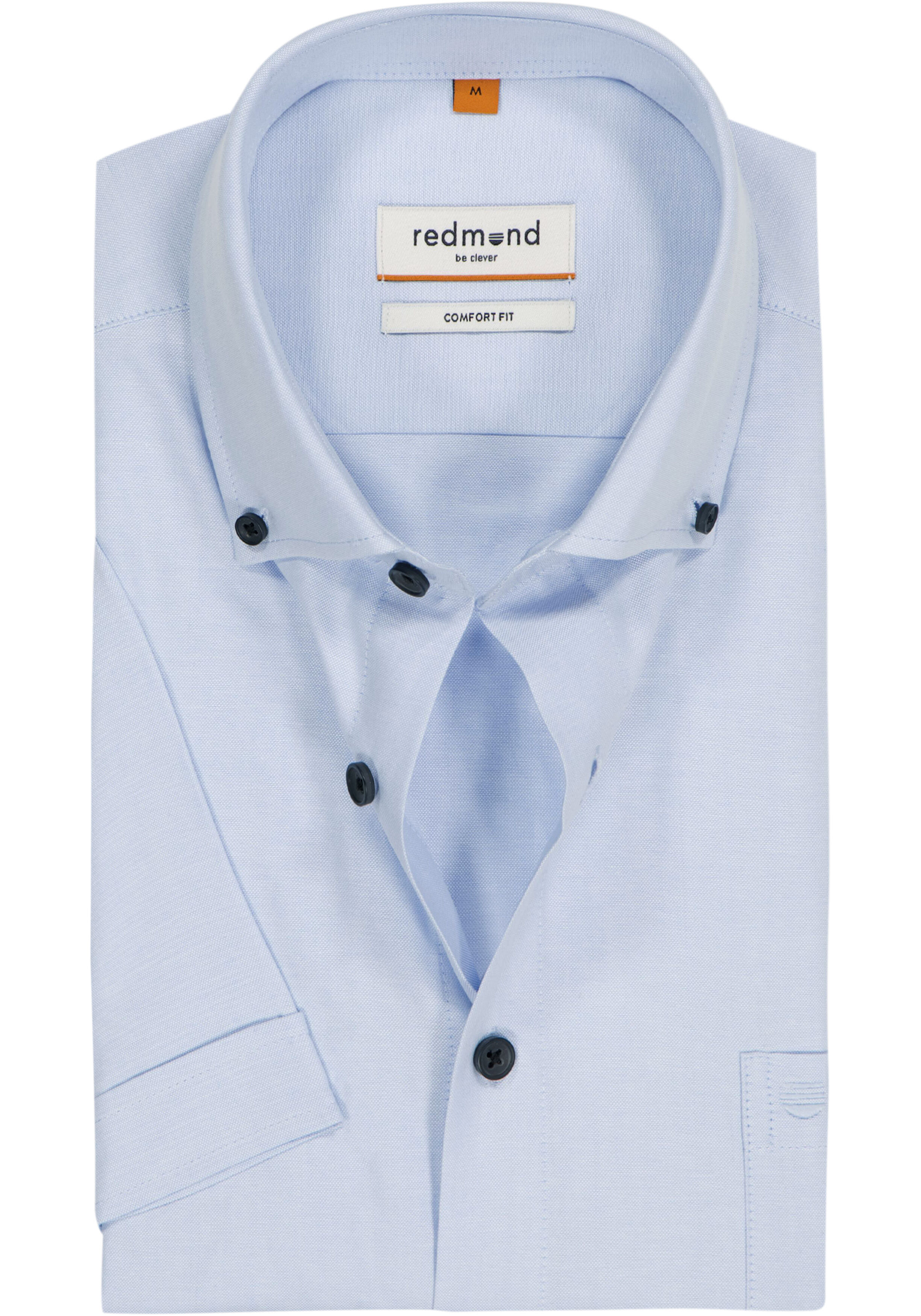 Redmond comfort fit overhemd, korte mouw, Oxford, blauw