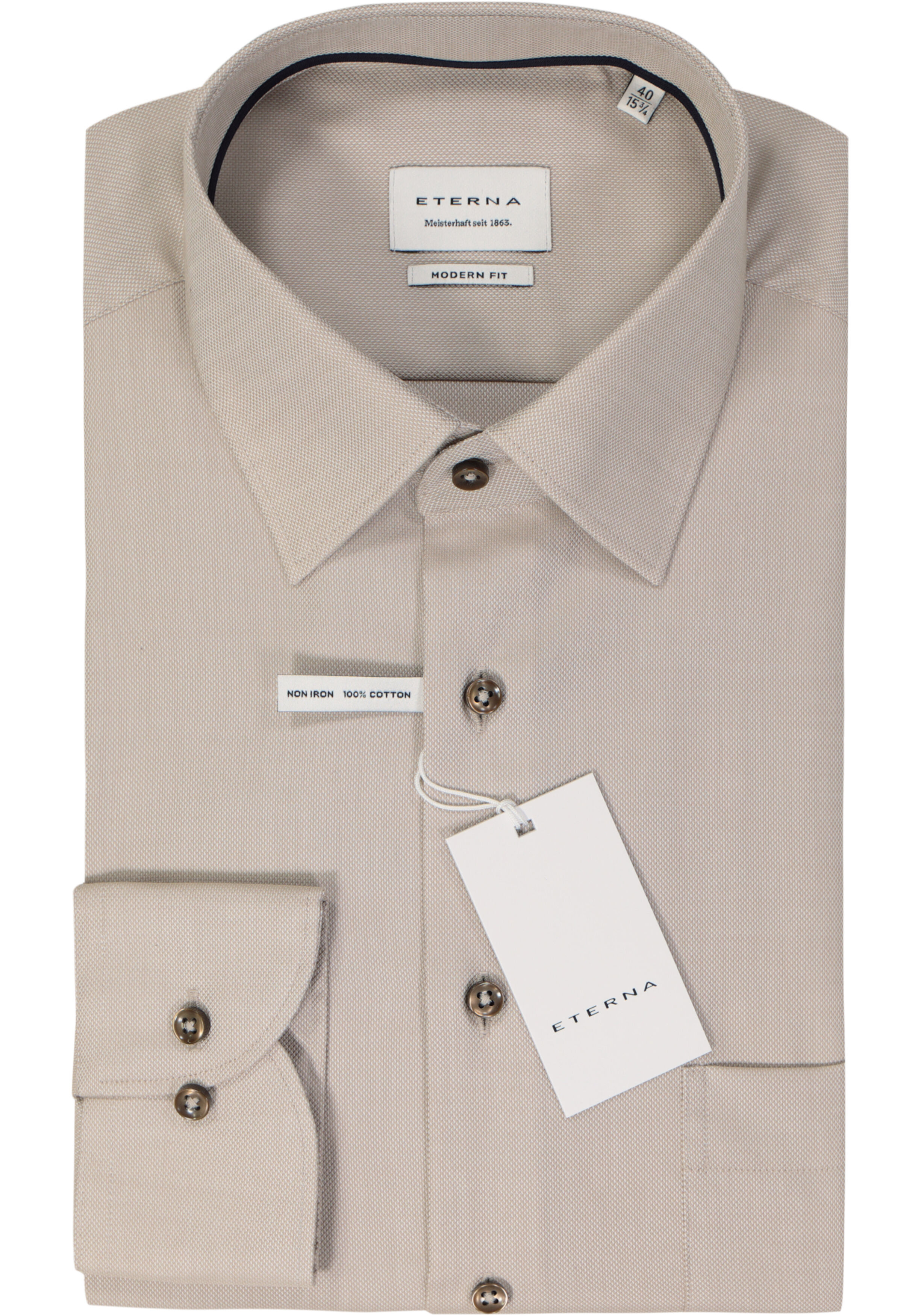 ETERNA modern fit overhemd, natte, ecru