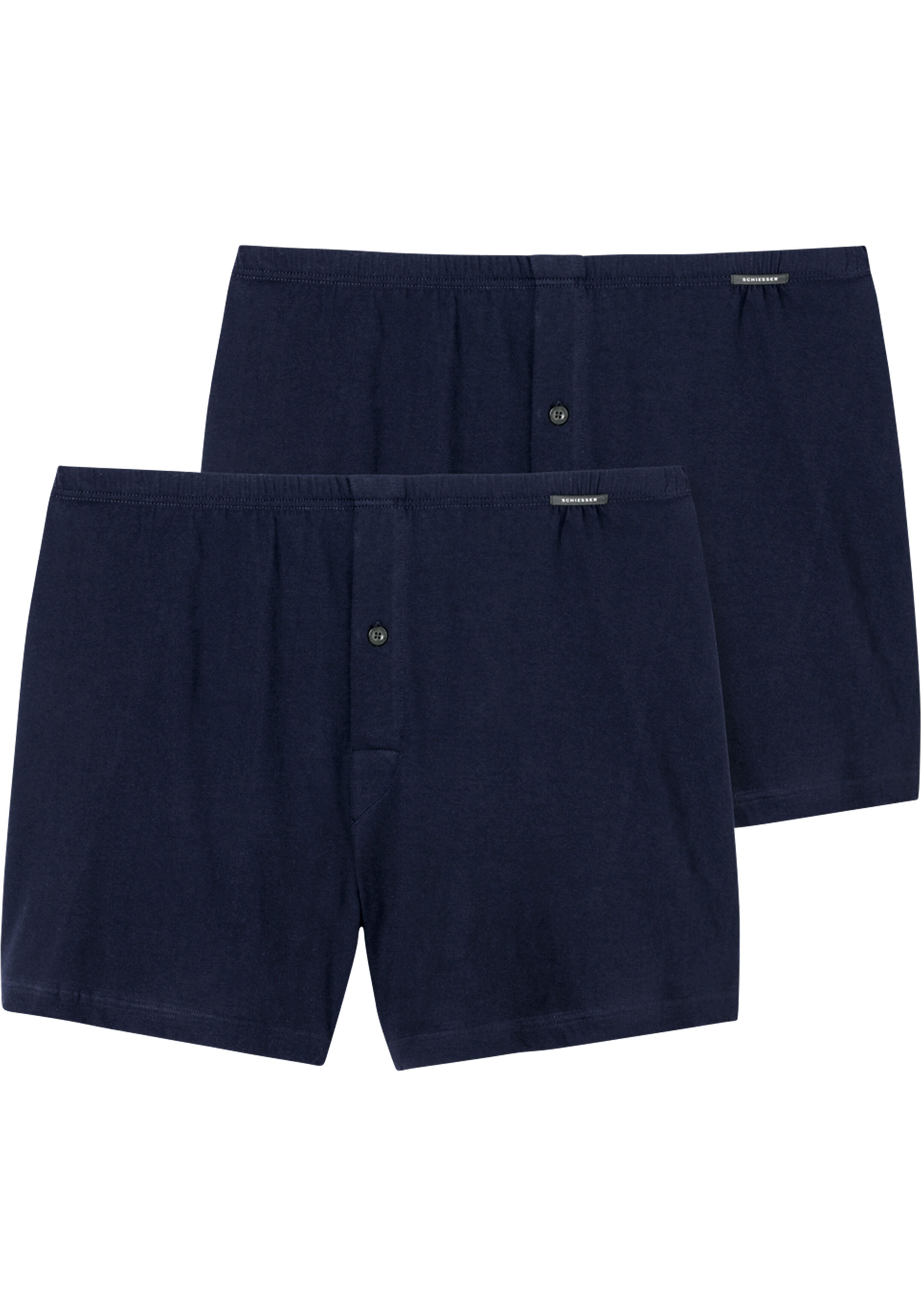 SCHIESSER Cotton Essentials boxershorts wijd (2-pack), tricot, donkerblauw