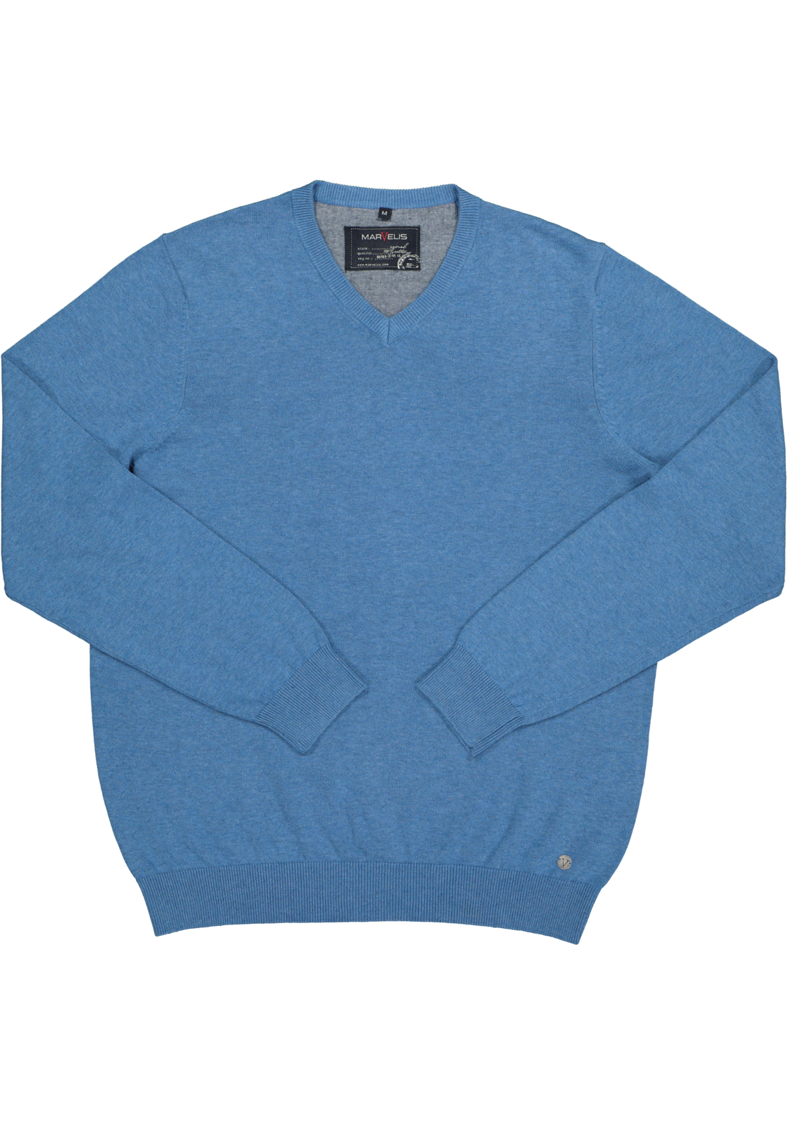 2-4055987106777_marvelis-trui_HR MARVELIS modern fit trui katoen, V-hals, lichtblauw