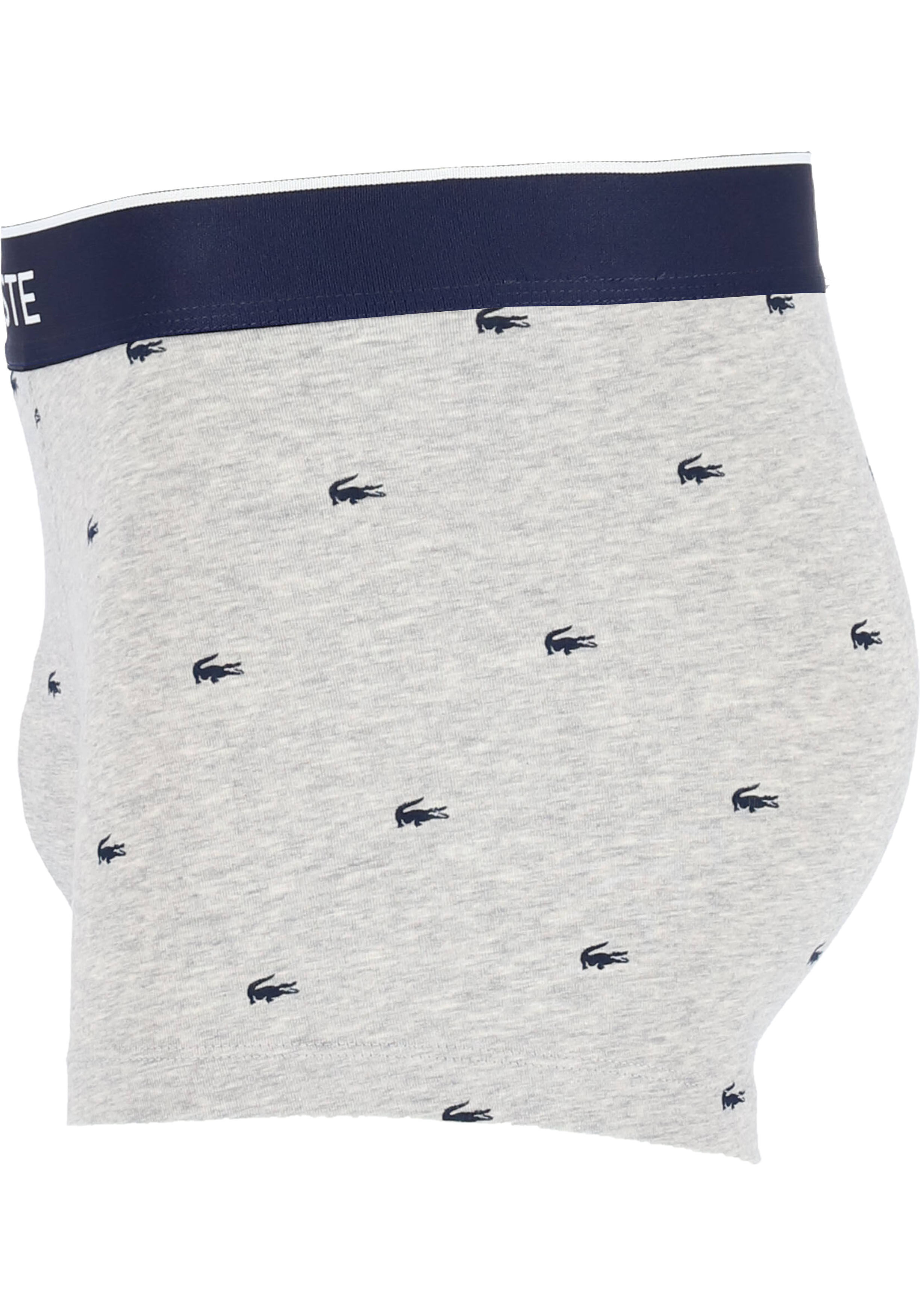 Lacoste Boxer Trunks (3-pack), heren boxers kort, grijs en blauw met logo en uni rood