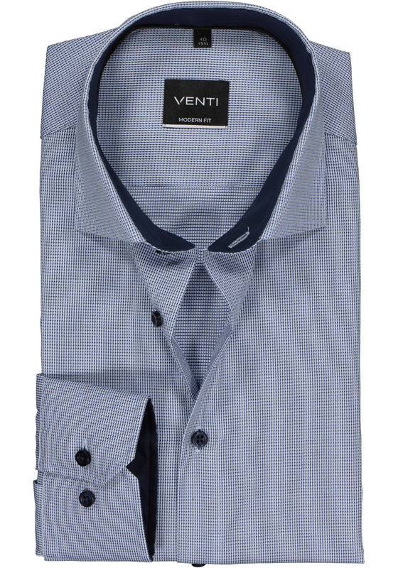 VENTI modern fit overhemd, blauw dessin structuur (contrast) VENTI modern fit overhemd, blauw dessin structuur (contrast)