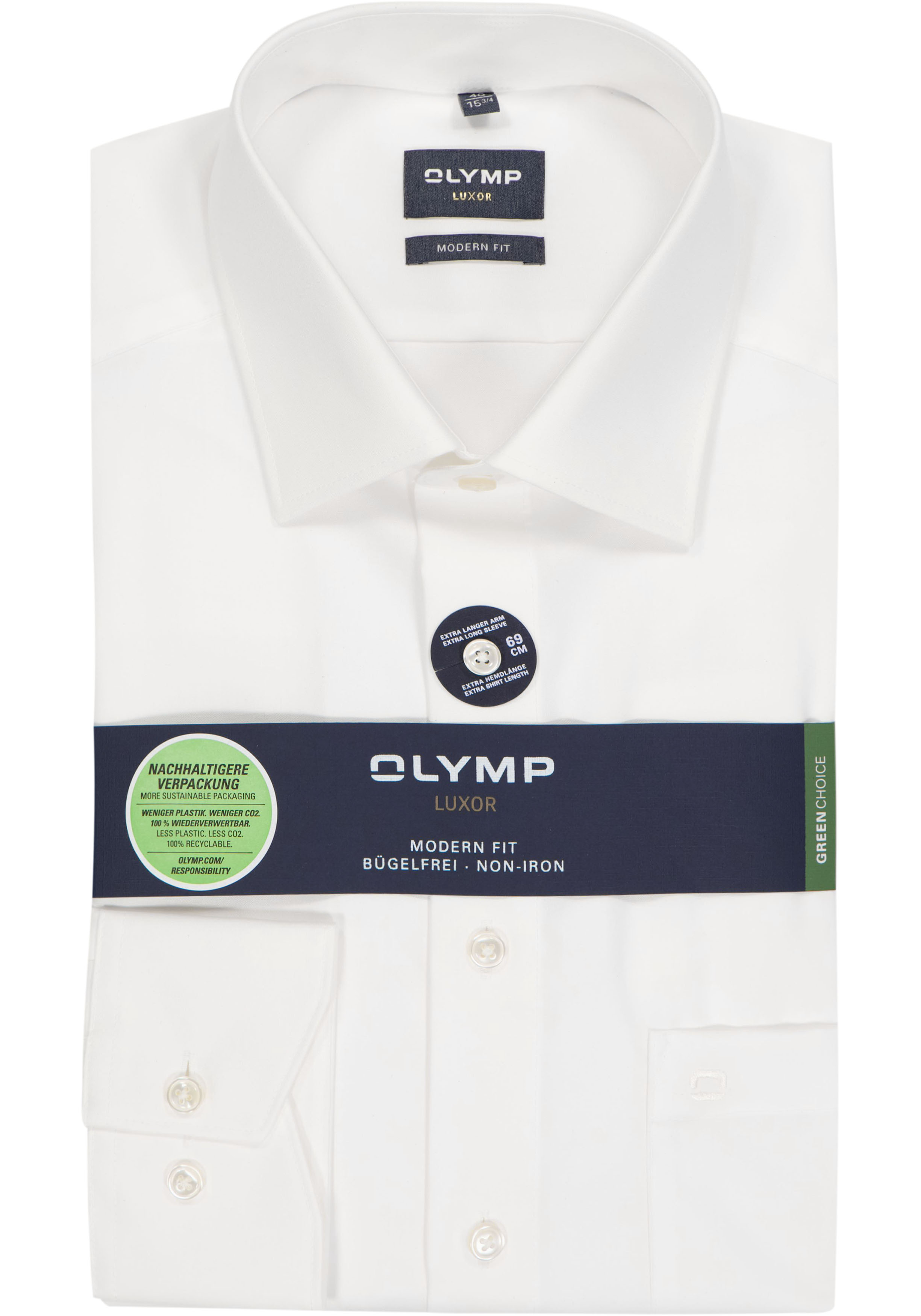 OLYMP Luxor modern fit overhemd, mouwlengte 7, beige