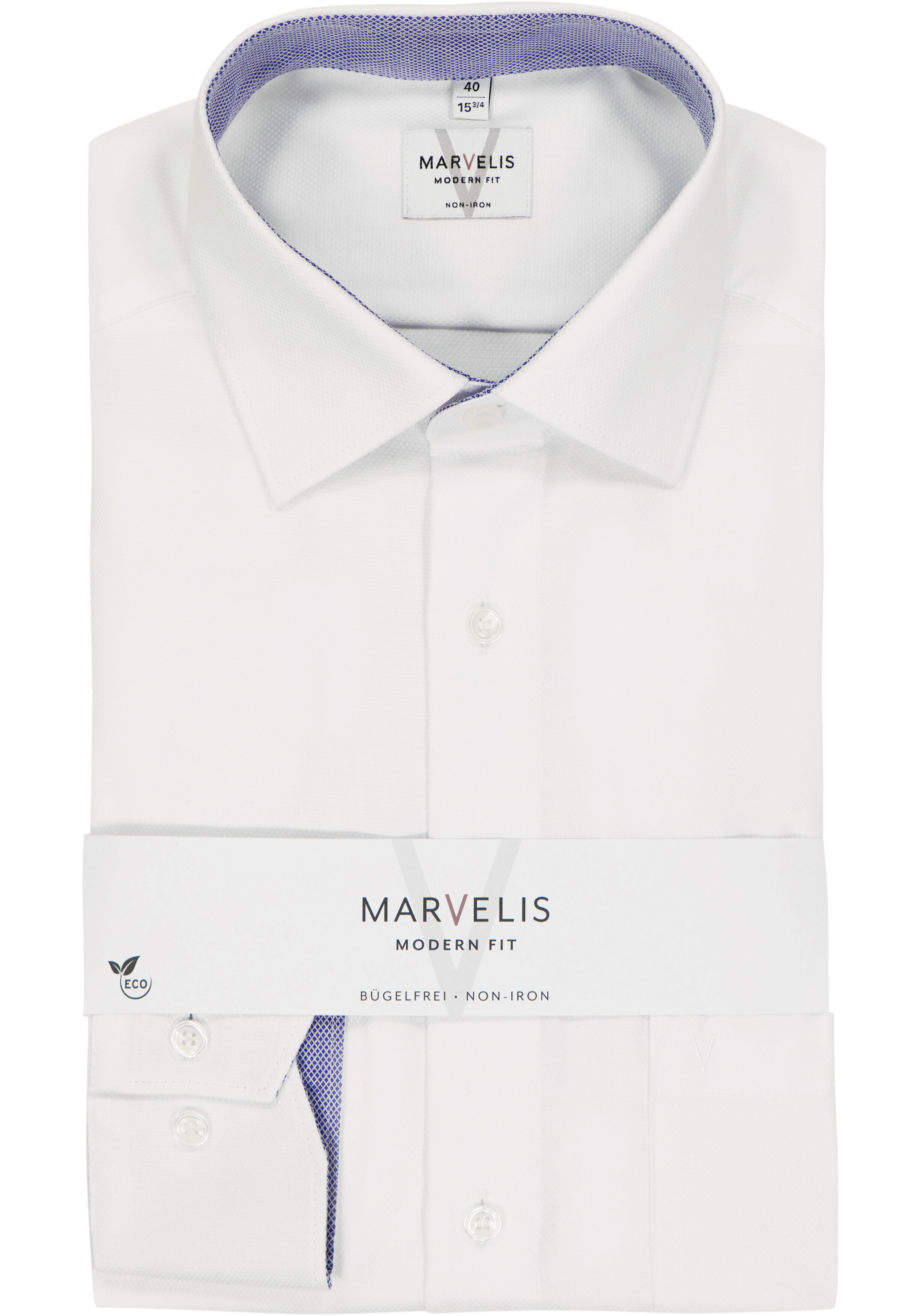MARVELIS modern fit overhemd, wit structuur (contrast)