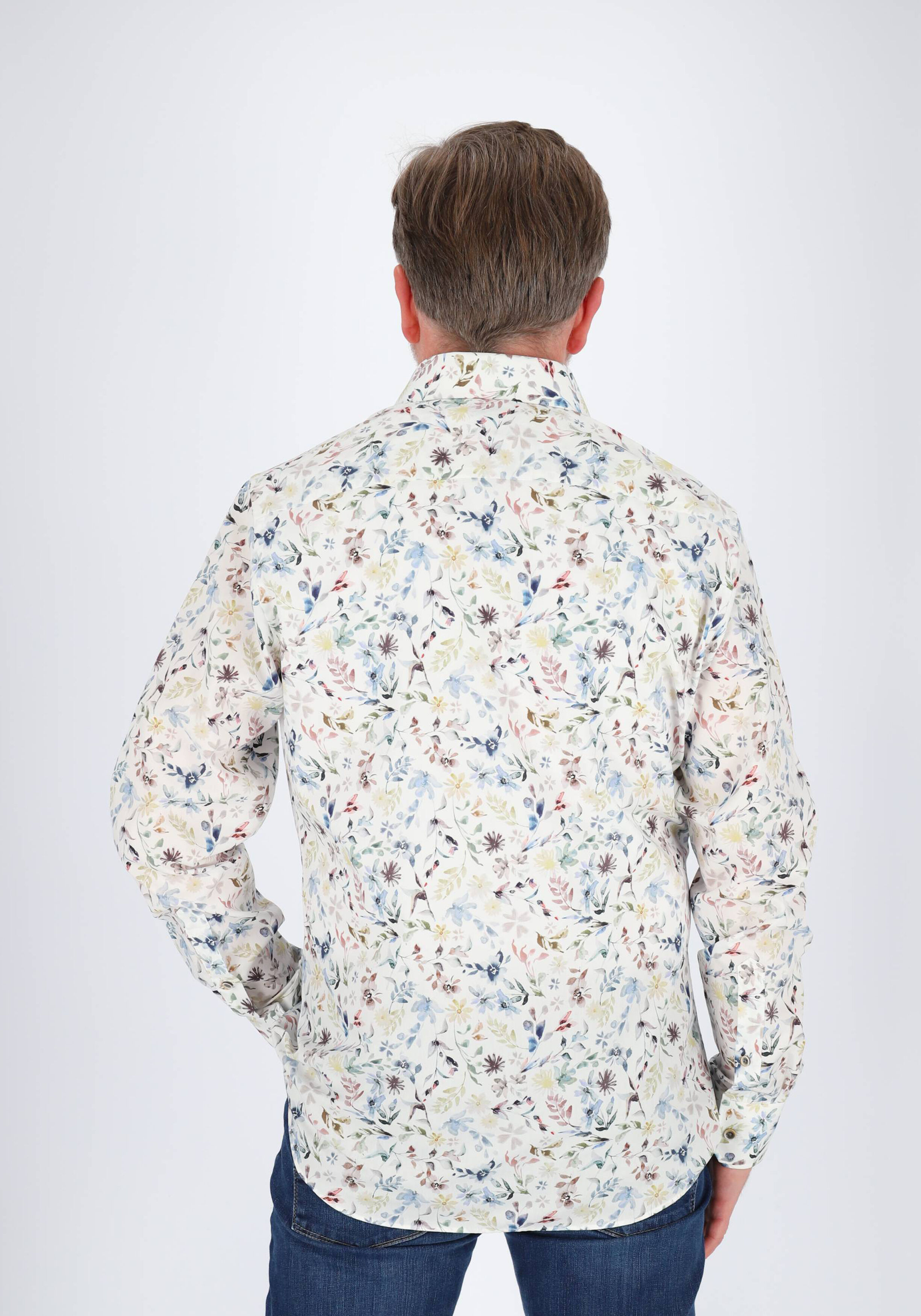 Michaelis slim fit heren overhemd, popeline, dessin
