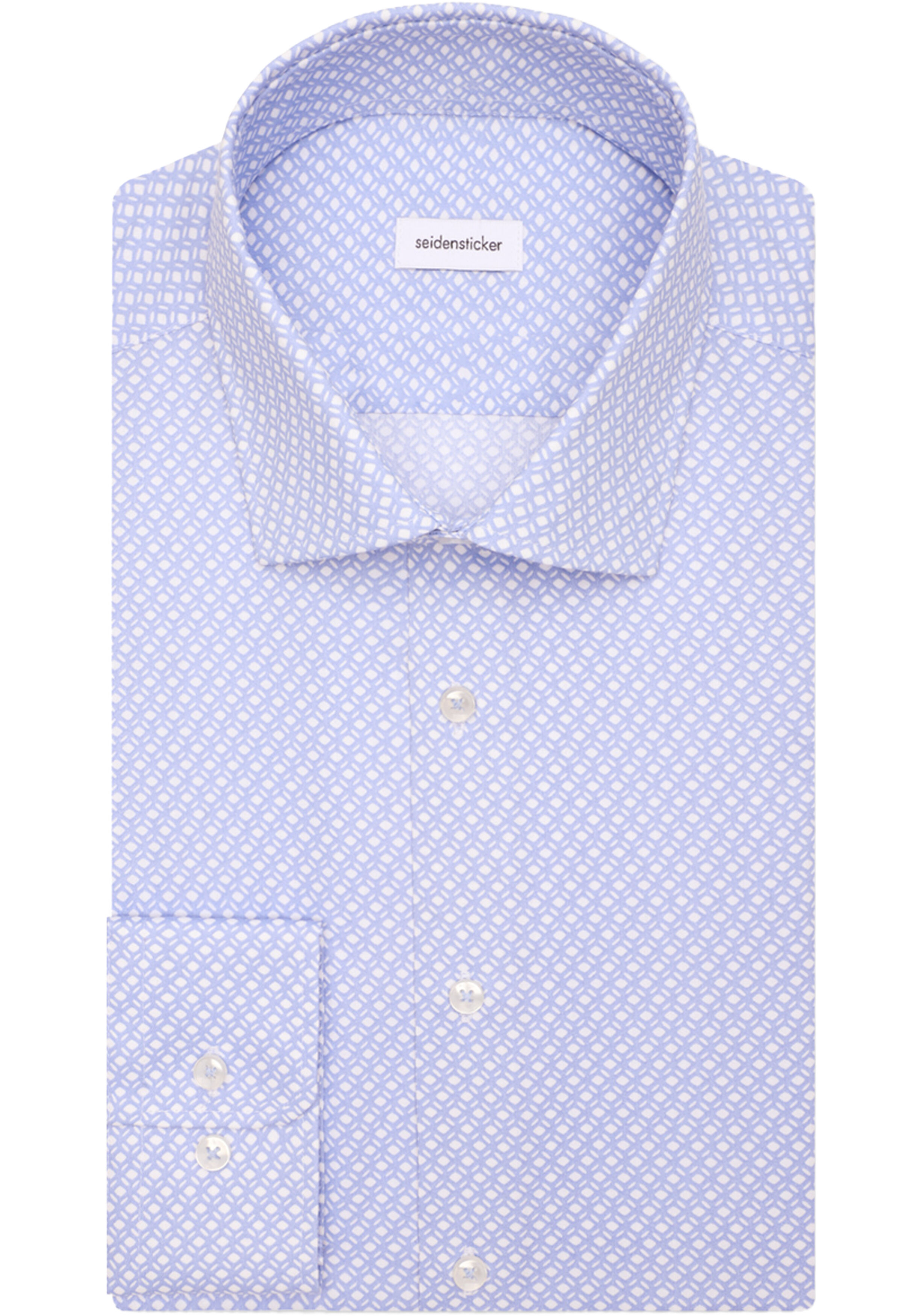 Seidensticker slim fit overhemd, popeline, blauw dessin