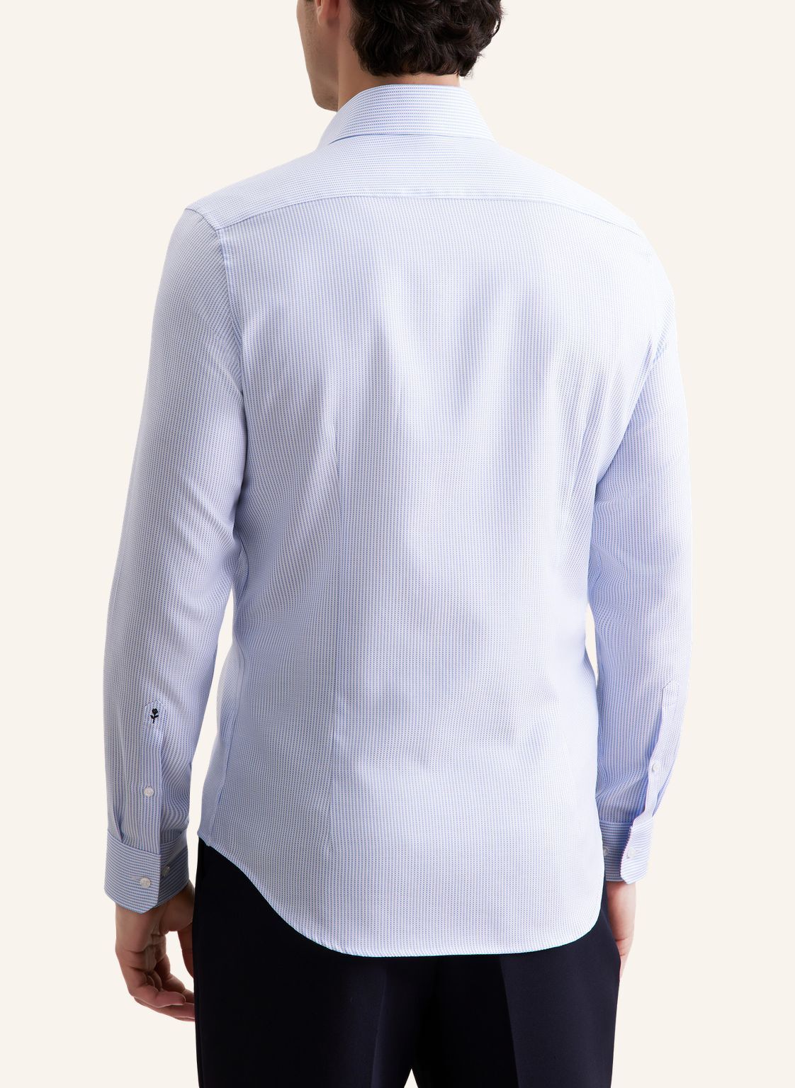 Seidensticker shaped fit overhemd, structuur, blauw