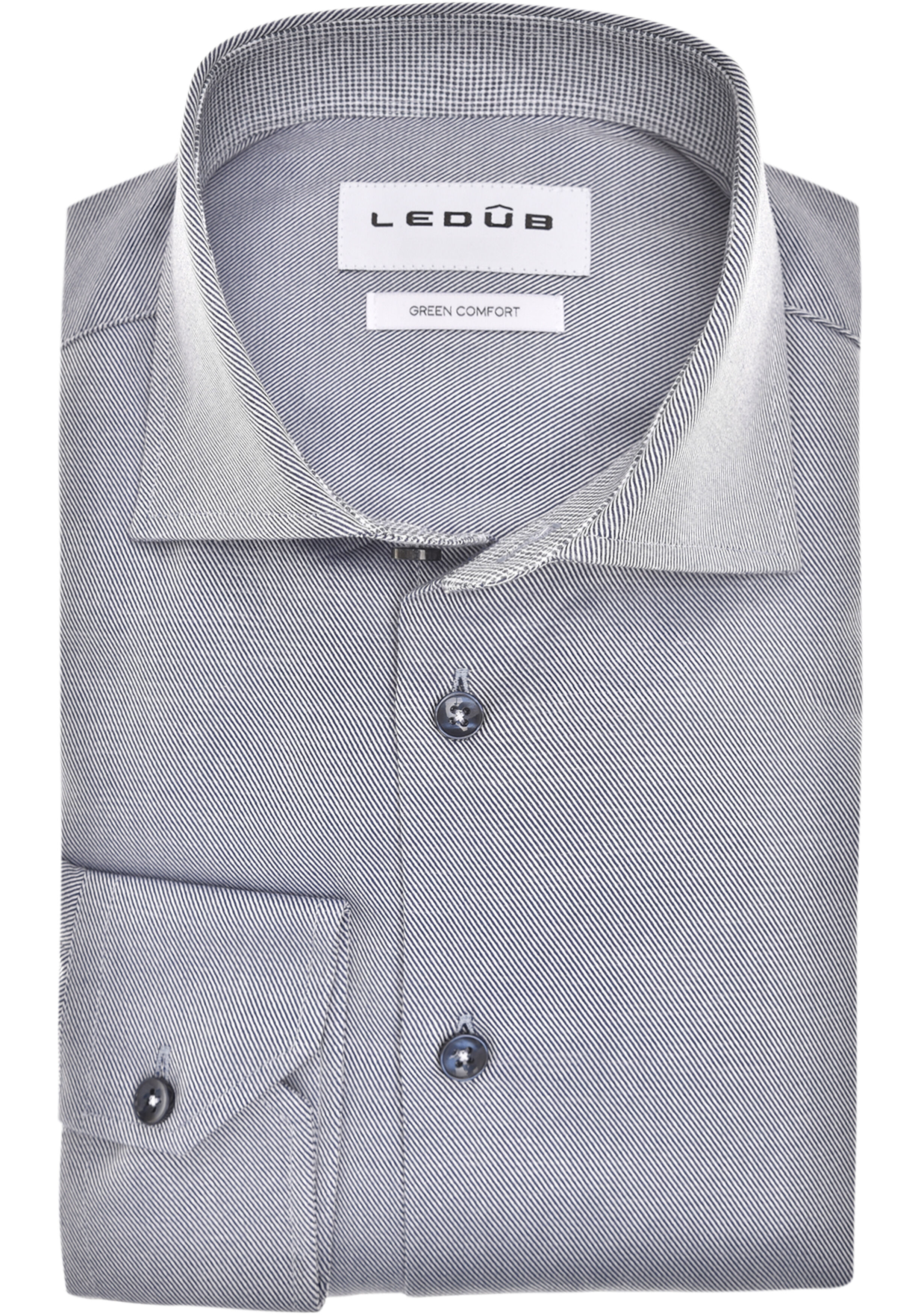Ledub modern fit overhemd, twill, donkerblauw