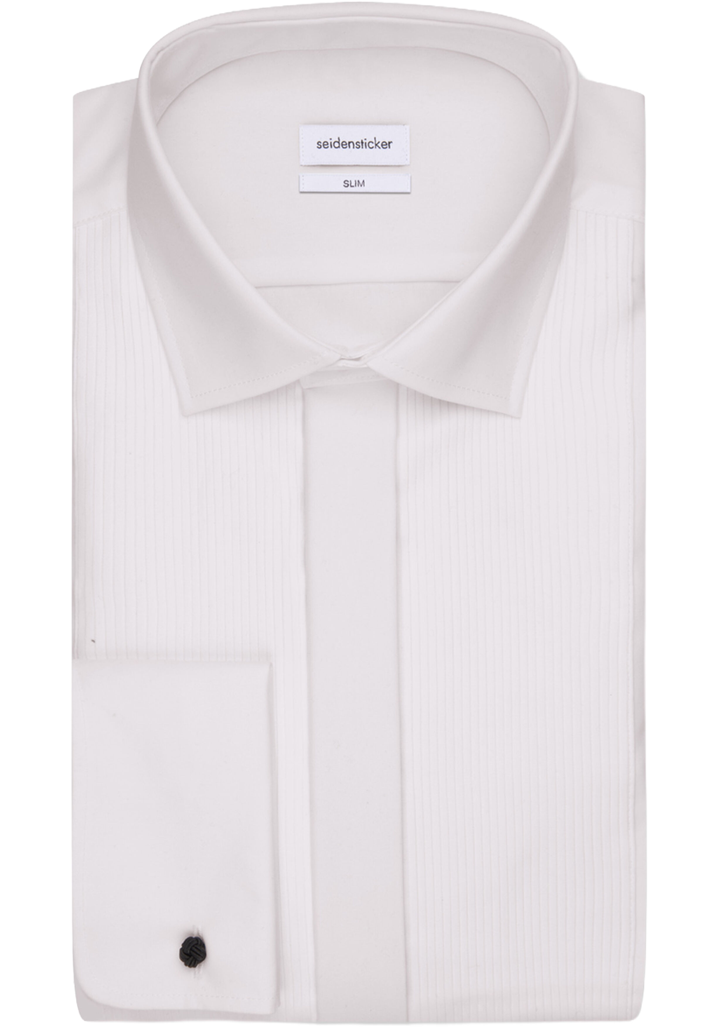 Seidensticker slim fit overhemd, smoking overhemd dubbele manchet, popeline, wit