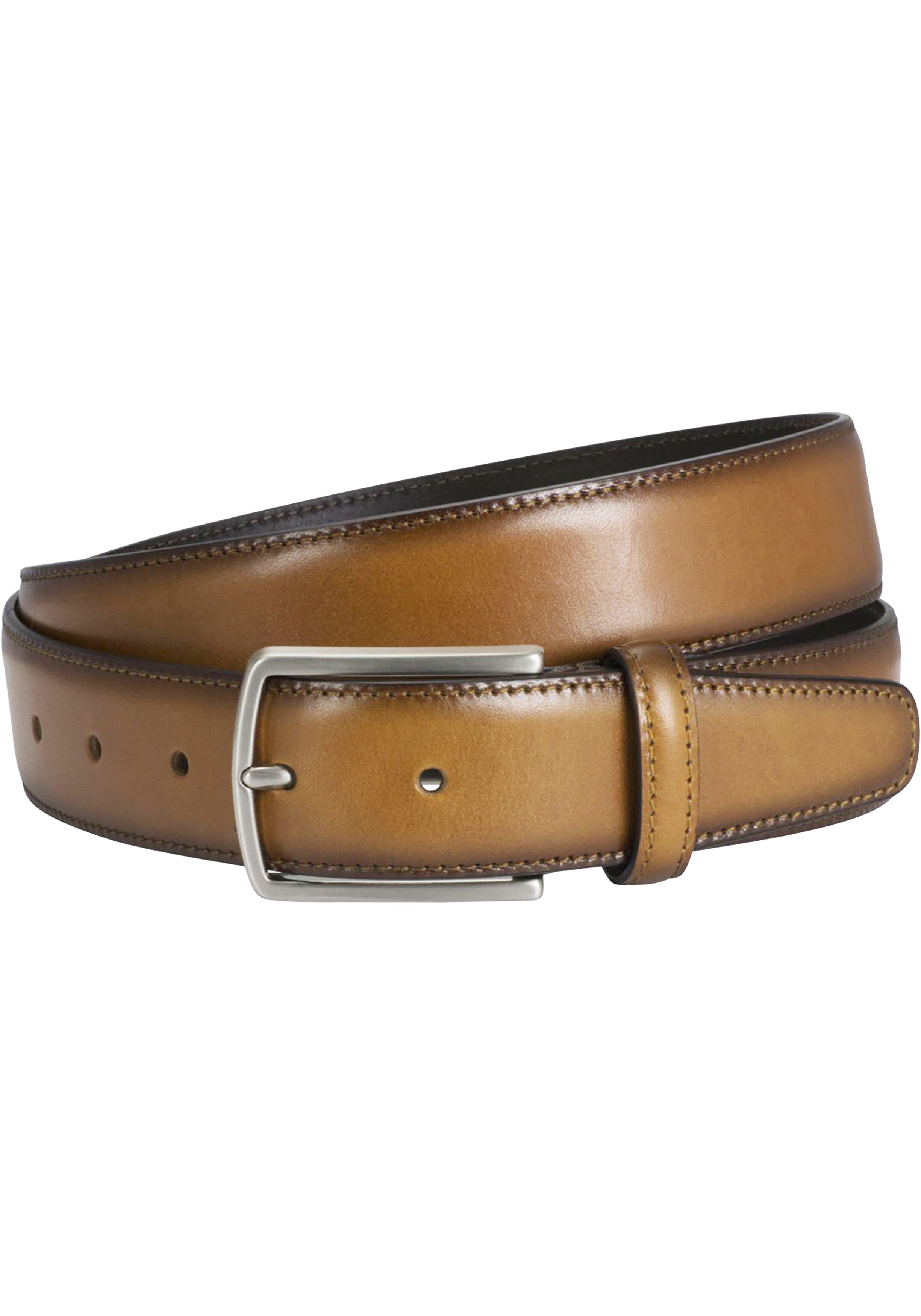 LINDENMANN leren heren riem, cognac