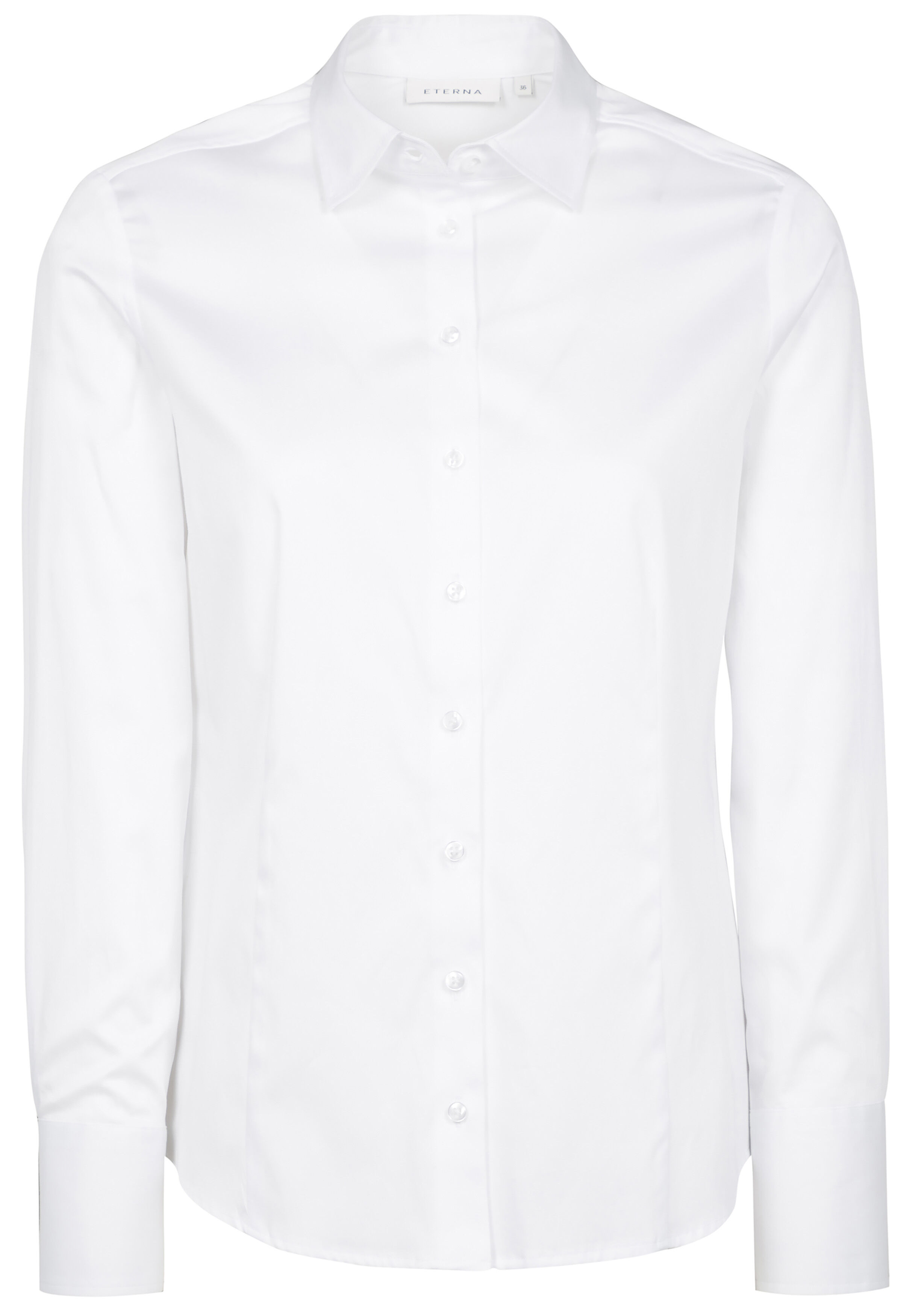 ETERNA dames blouse modern classic, stretch satijnbinding, wit