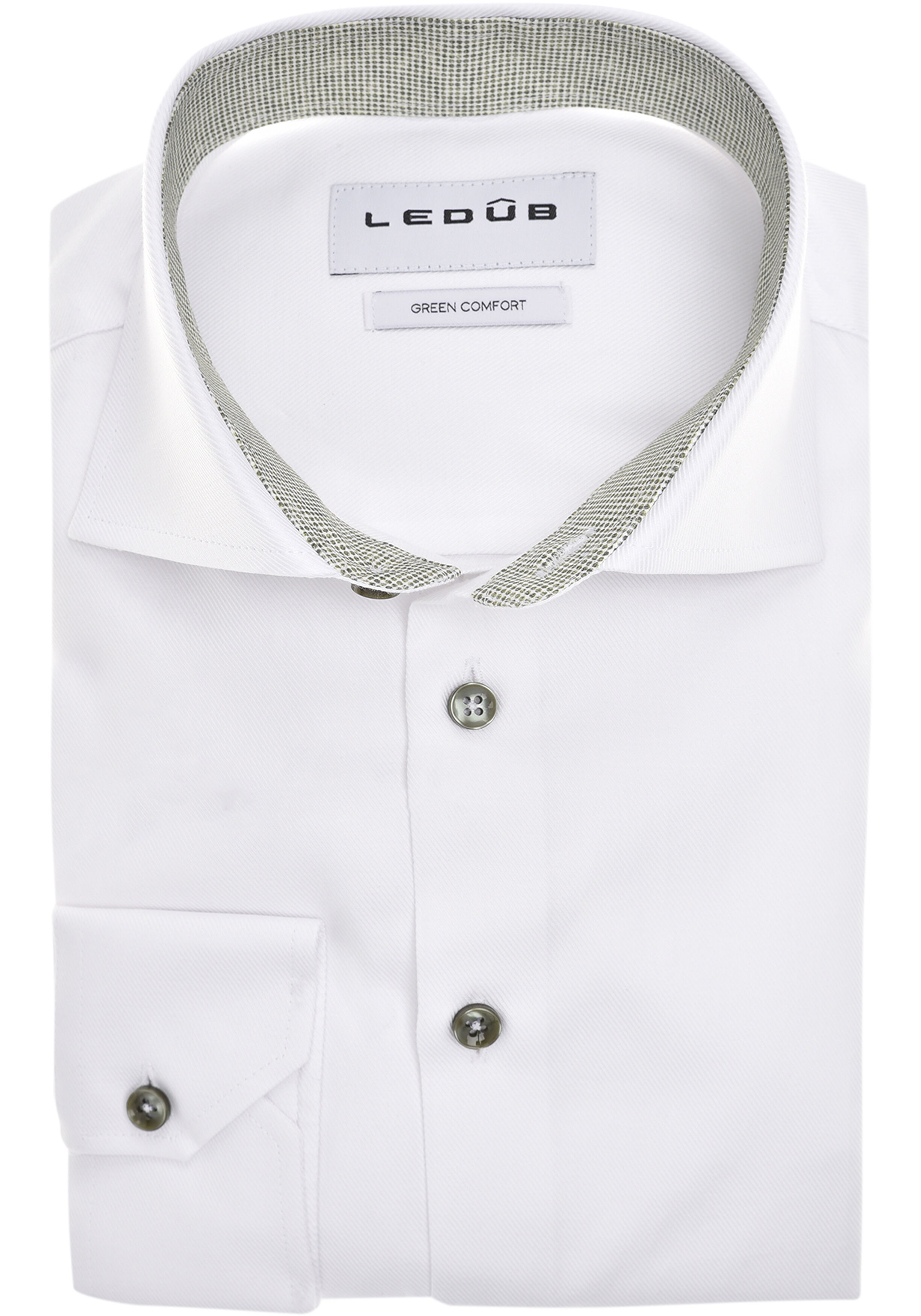 Ledub modern fit overhemd, mouwlengte 72 cm, twill, wit