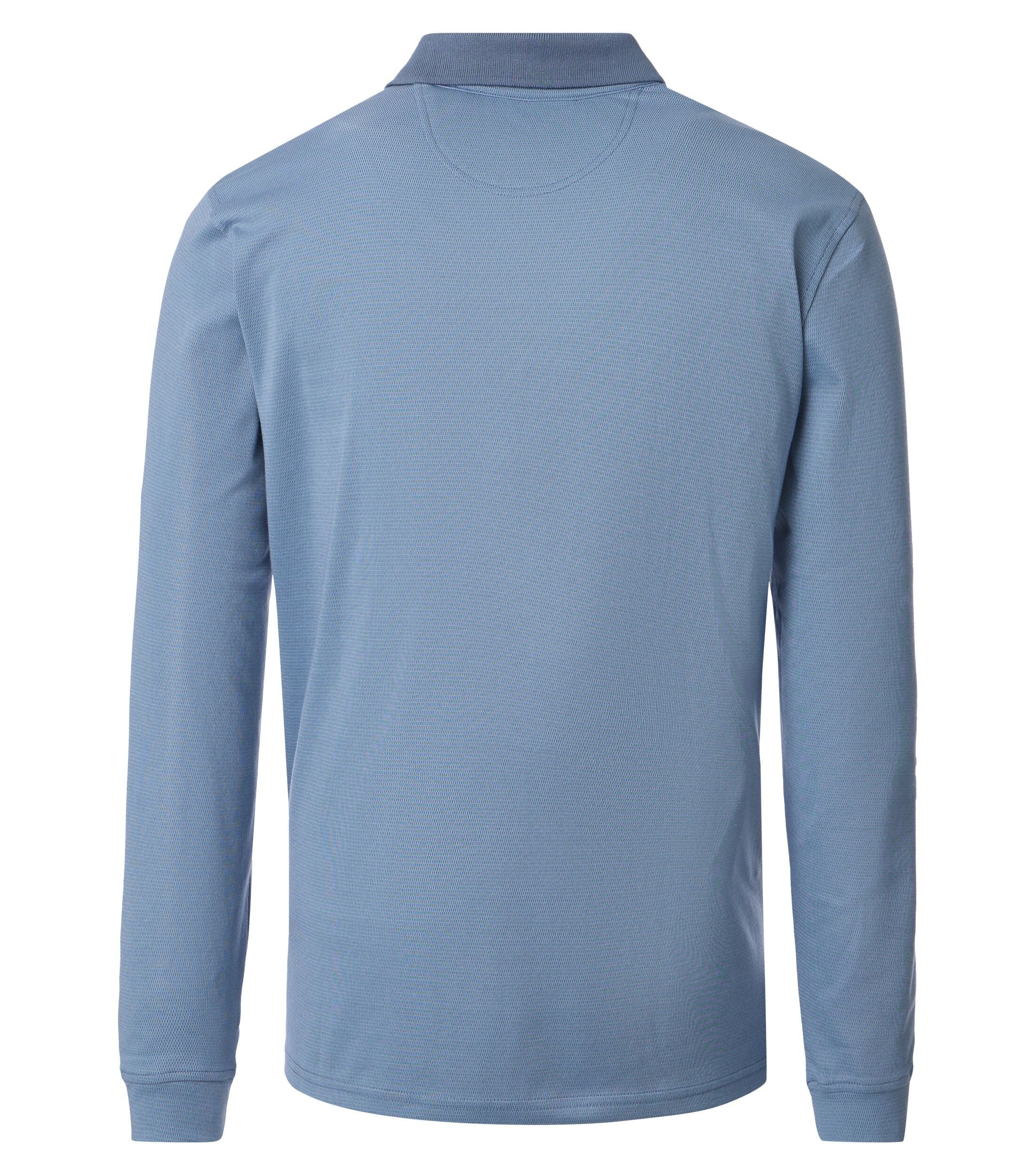 CASA MODA comfort fit heren polo lange mouw, blauw dessin