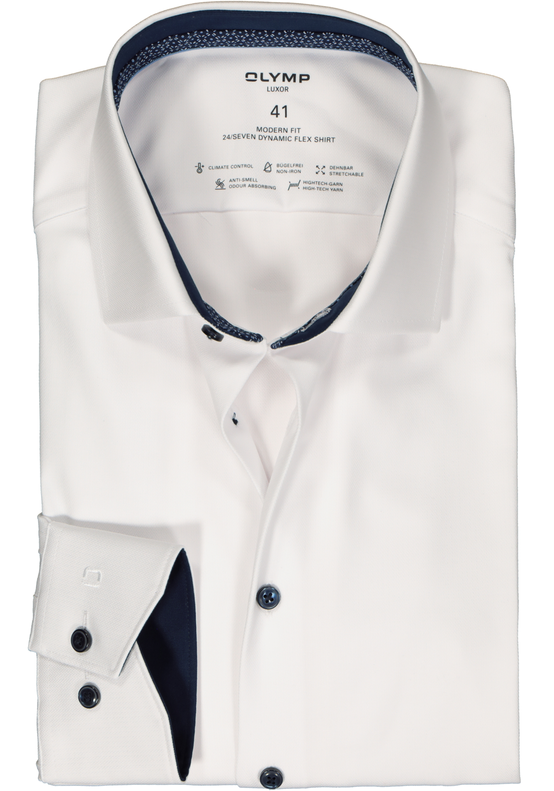 1-4066425499030_olymp-overhemd_HR OLYMP 24/7 modern fit overhemd, herringbone, wit (contrast)