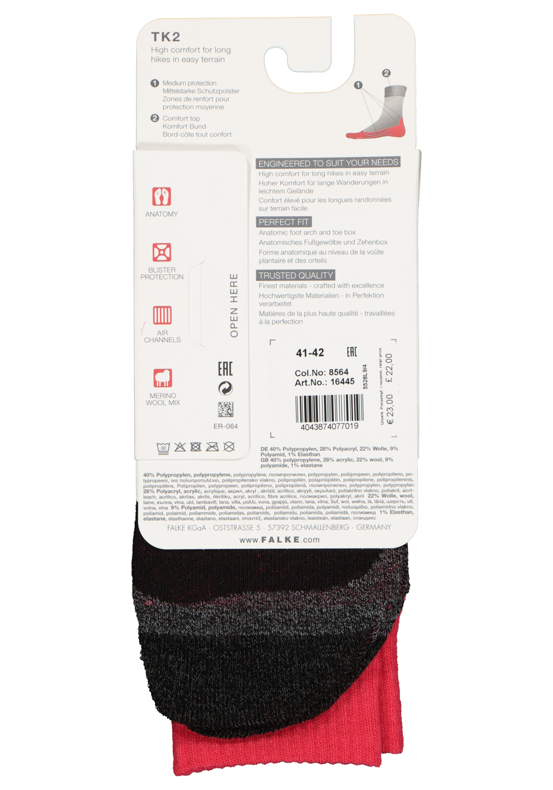 3-4043874077019_sok_HR FALKE TK2 dames wandelsokken, roze-mix