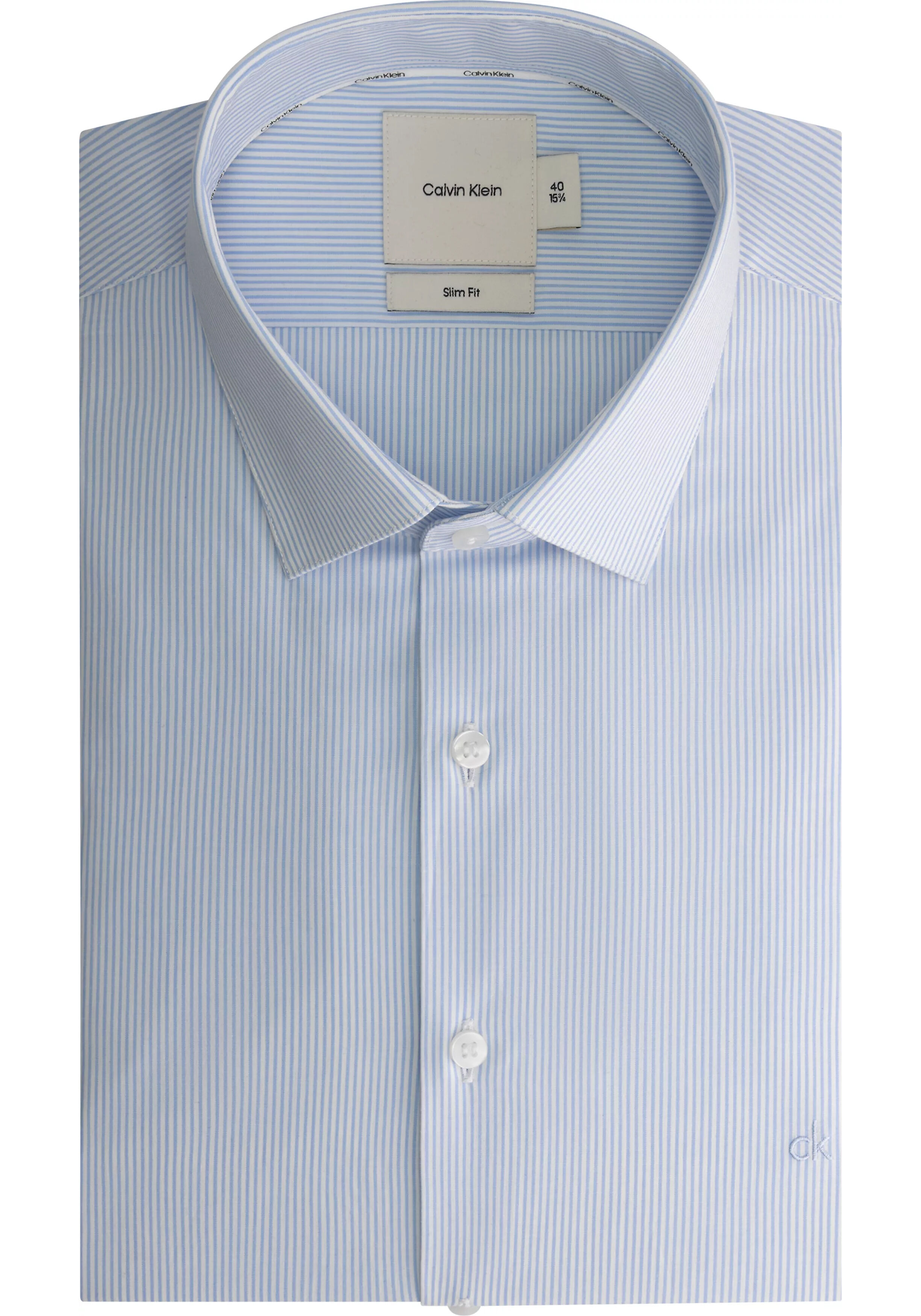 Calvin Klein slim fit overhemd, popeline, lichtblauw gestreept