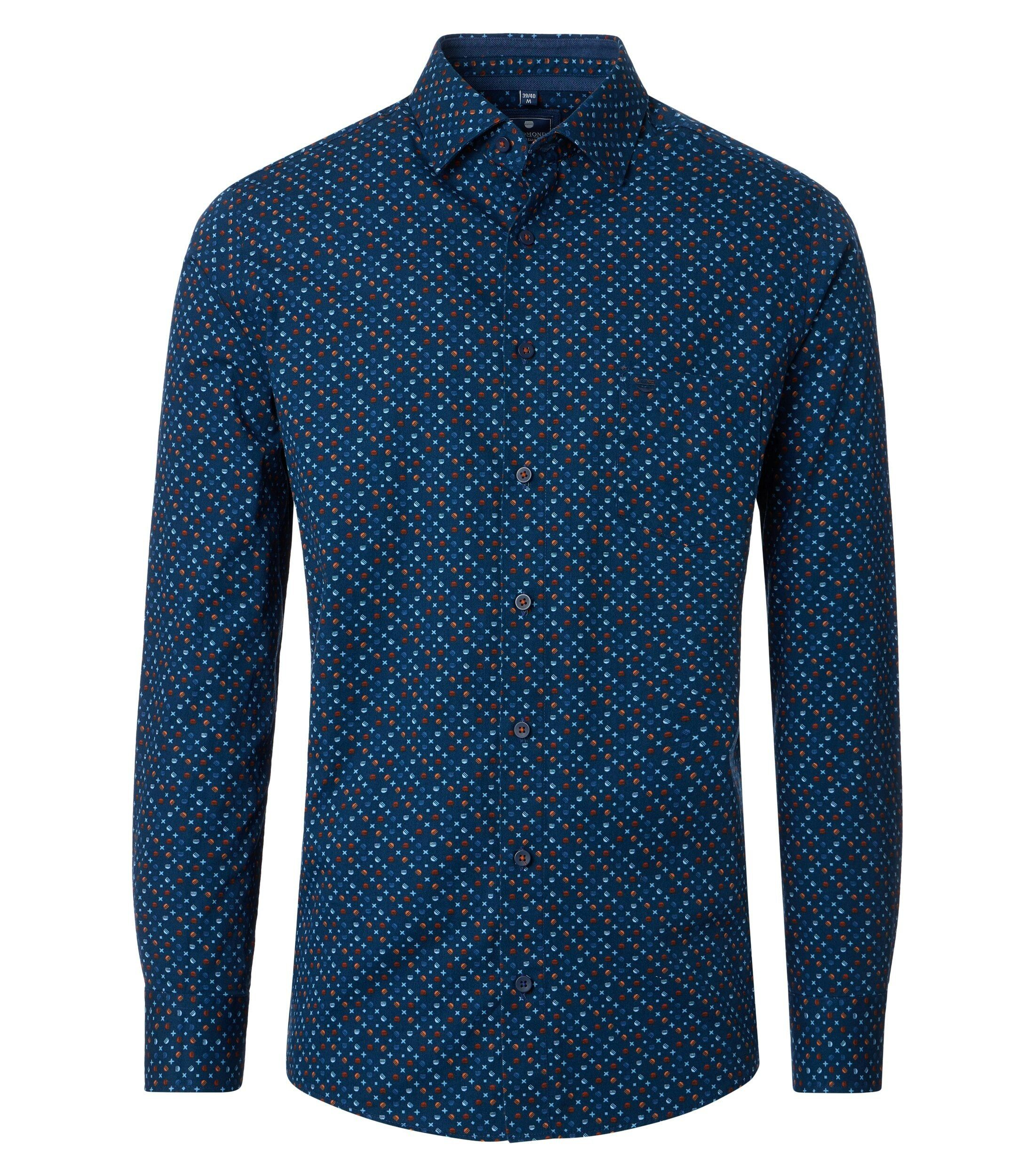 Redmond comfort fit overhemd, popeline, rood dessin