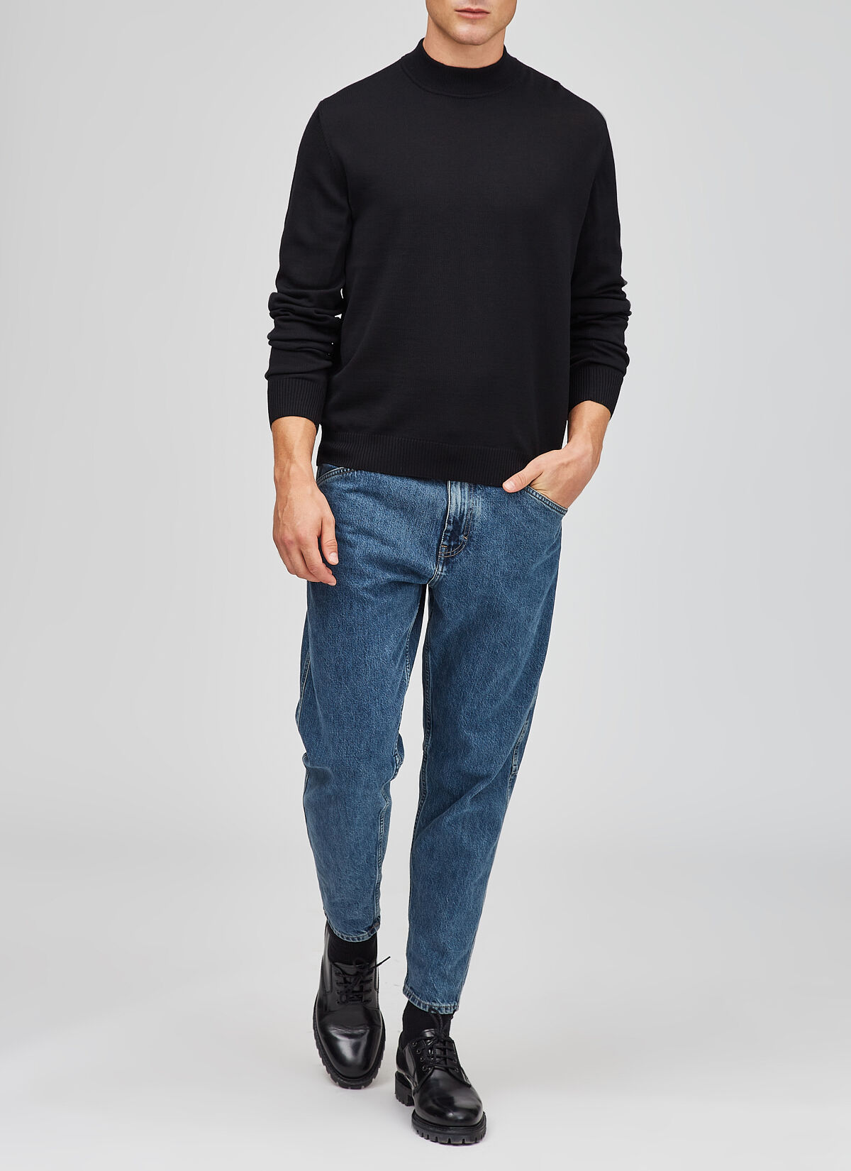 MAERZ Classic Fit heren trui met turtleneck wol, zwart