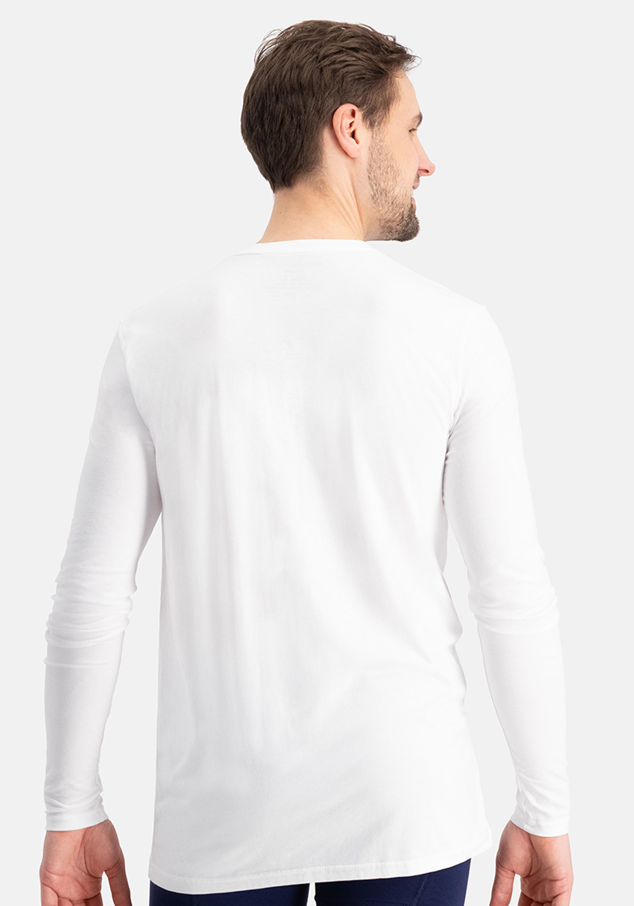 Bamboo Basics Ralph round neck longsleeve (2-pack), heren T-shirt, wit