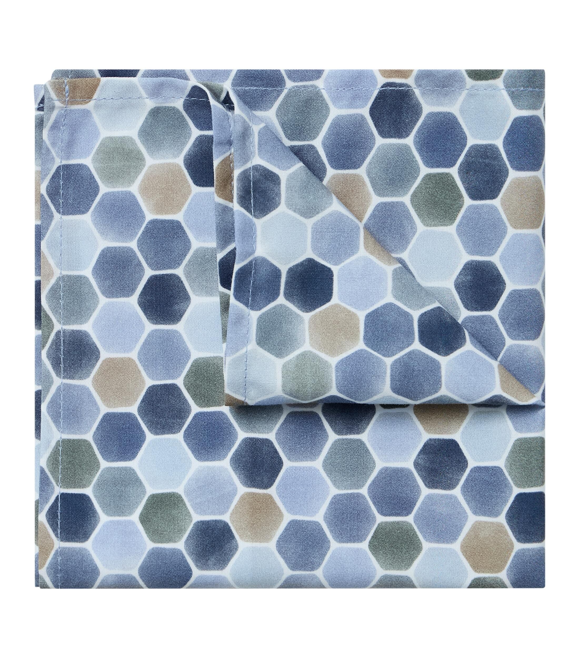 VENTI set met vlinderdas en pochet, blauw met wit dessin