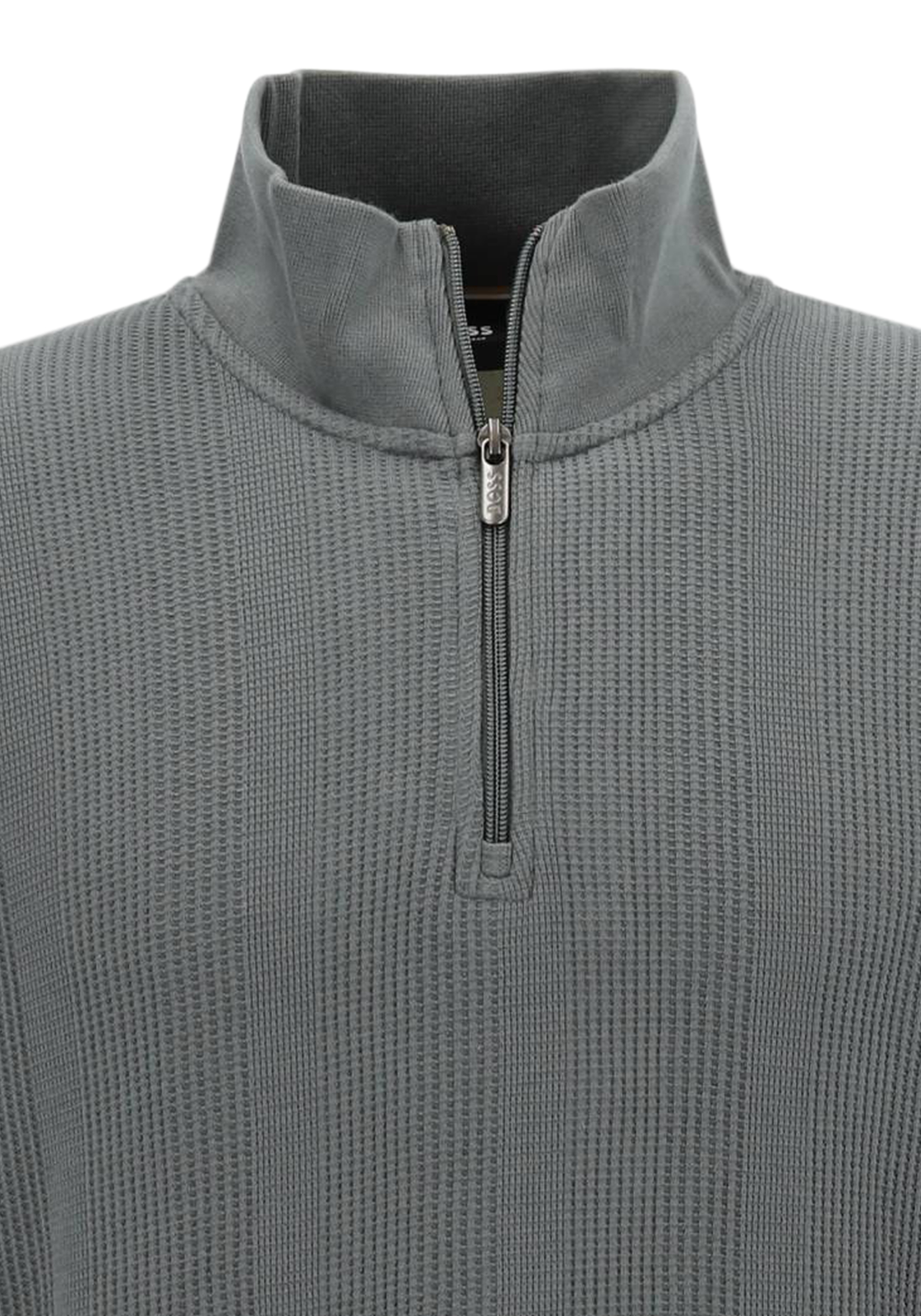 BOSS Structure Half Zip, heren lounge trui, grijs-groen BOSS Structure Half Zip, heren lounge trui, grijs-groen