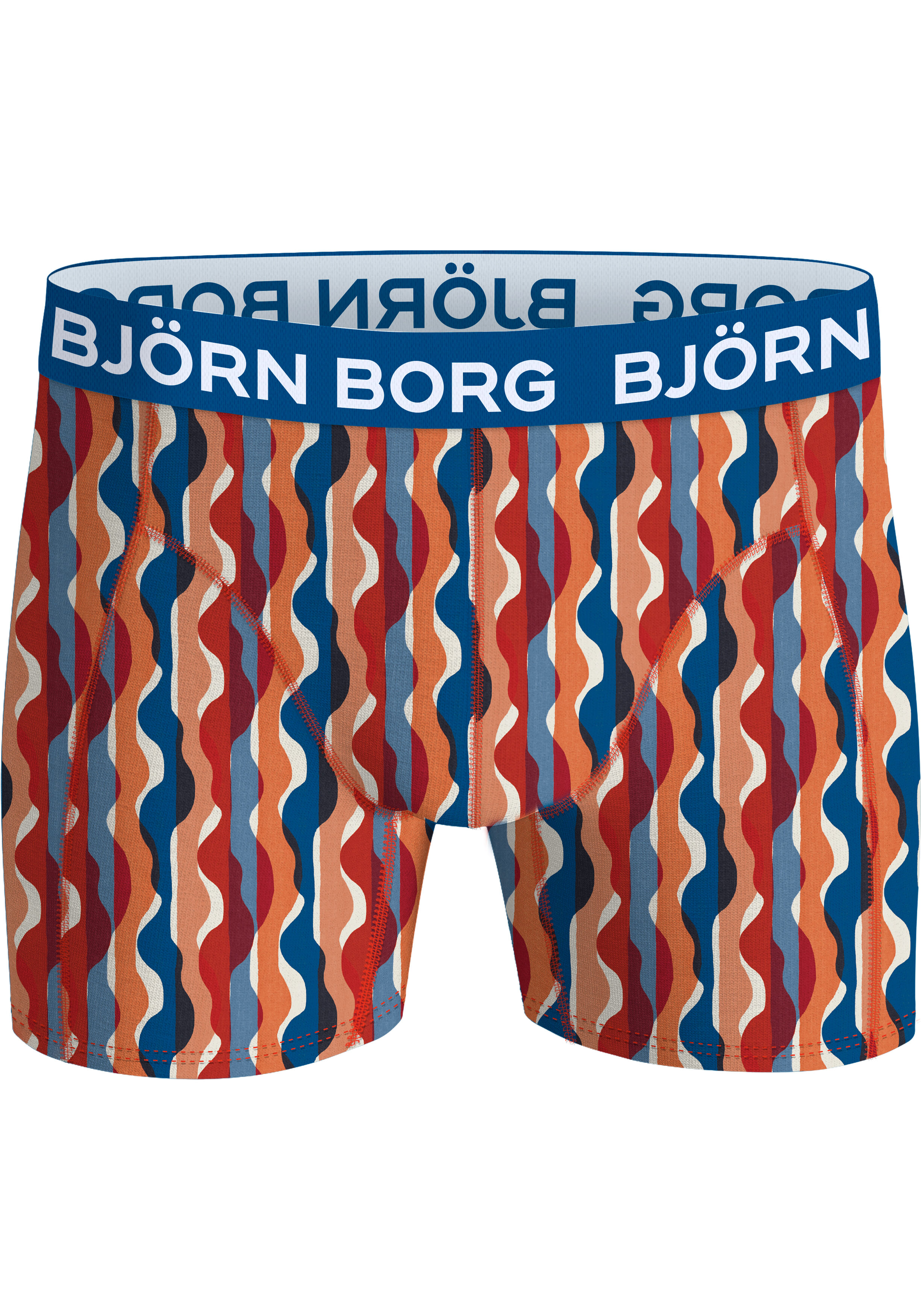 Bjorn Borg Cotton Stretch boxers, heren boxers normale lengte (5-pack), zwart, donkerblauw, kobalt, kobalt met wit, rood en oranje dessin en rood