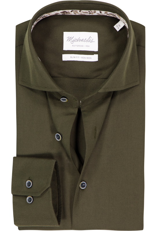 Michaelis slim fit heren overhemd, twill, olijfgroen Michaelis slim fit heren overhemd, twill, olijfgroen