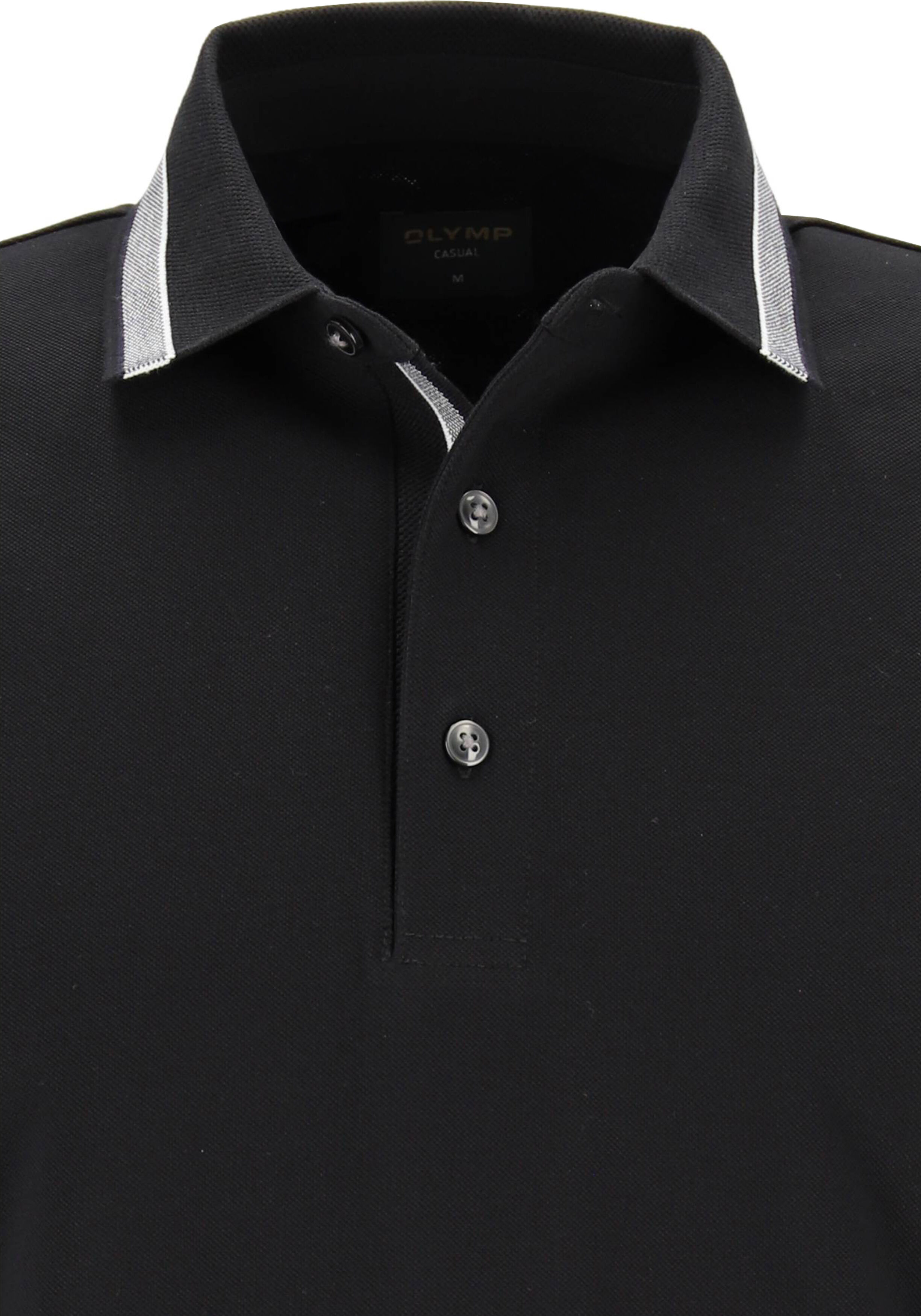 OLYMP Polo Casual, modern fit polo, zwart