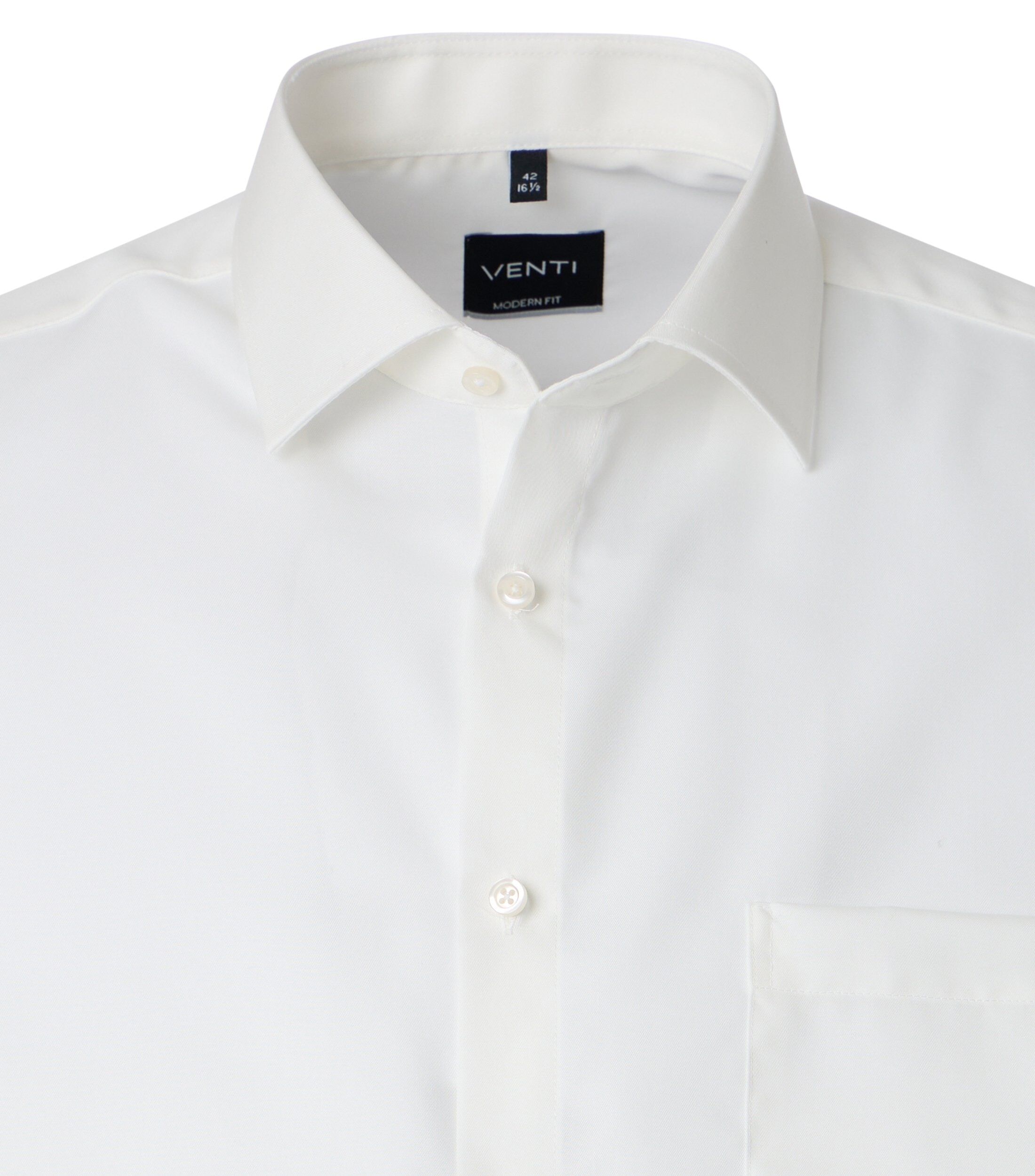 VENTI modern fit overhemd, korte mouw, twill, wit