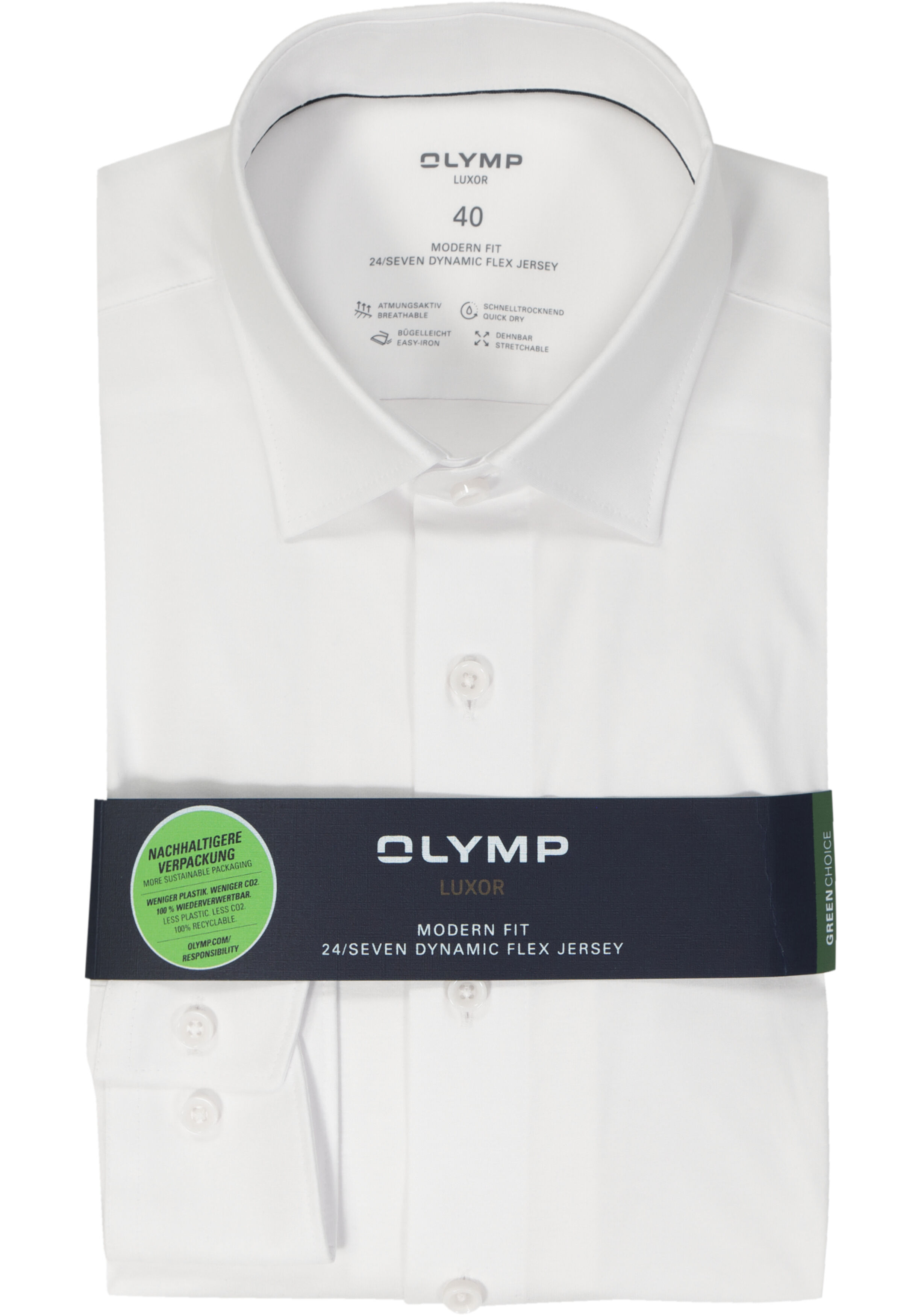 OLYMP Luxor 24/Seven modern fit overhemd, wit tricot
