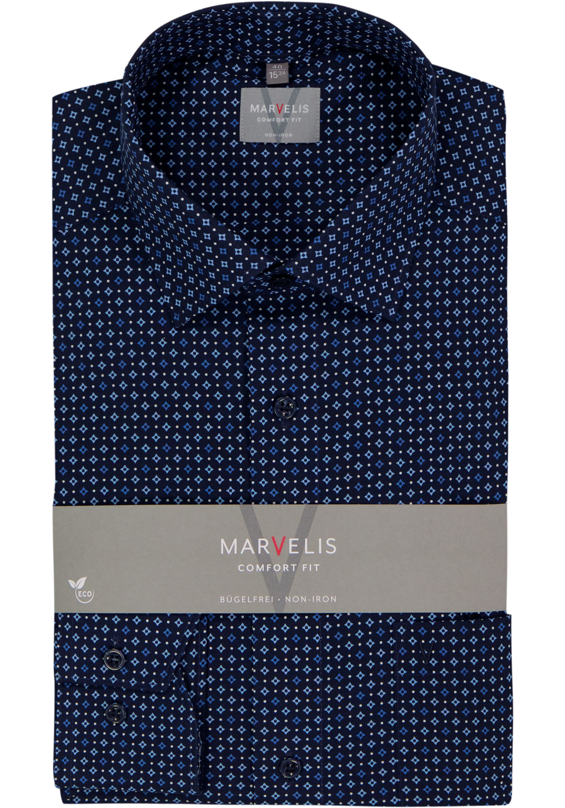 MARVELIS comfort fit overhemd, popeline, donkerblauw dessin MARVELIS comfort fit overhemd, popeline, donkerblauw dessin