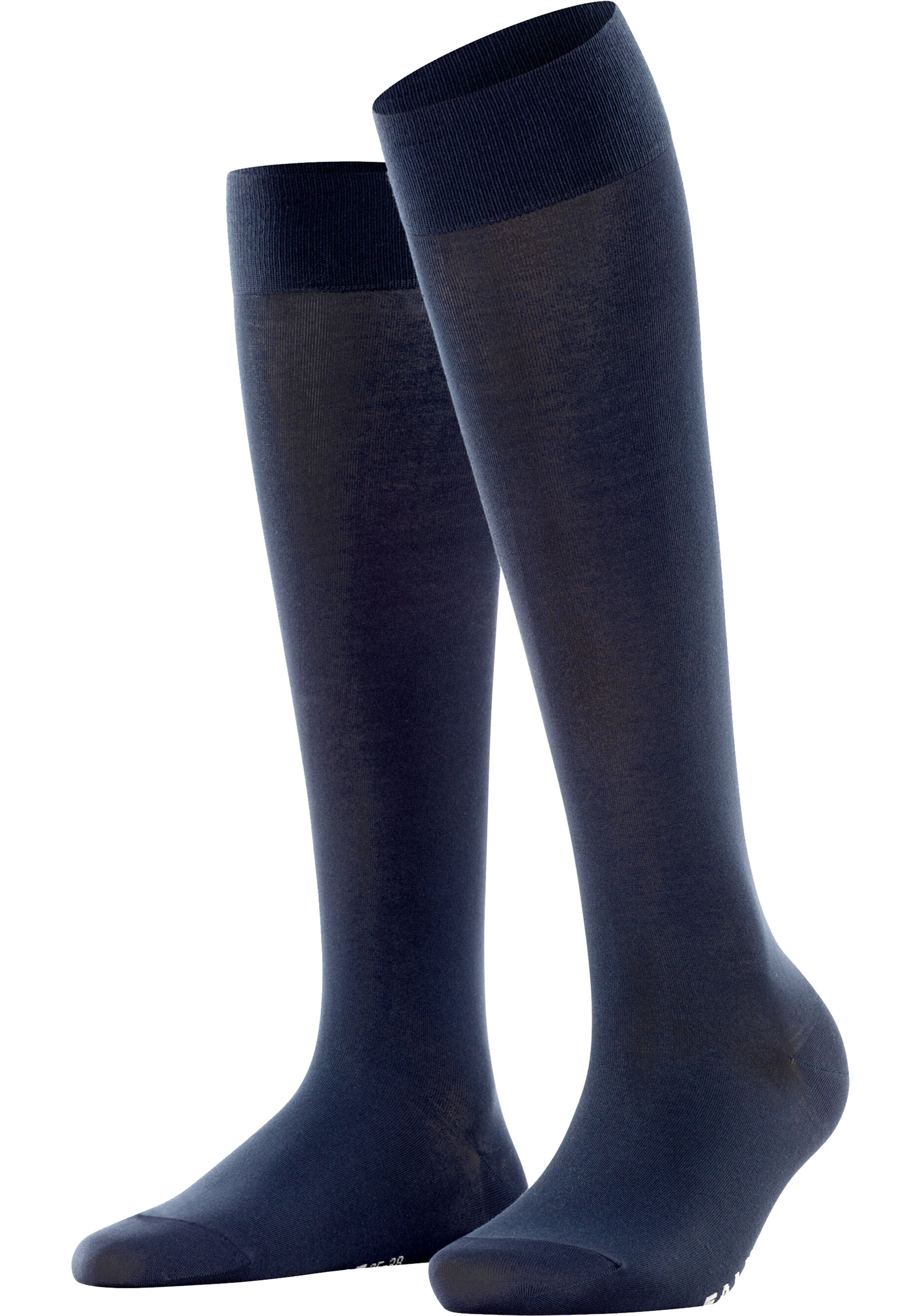 FALKE Cotton Touch dames kniekousen, donkerblauw (dark navy)