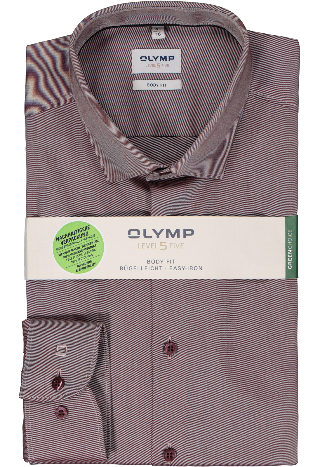 2-4066425518793_olymp-overhemd_HR OLYMP Level 5 body fit overhemd, twill, donker rood