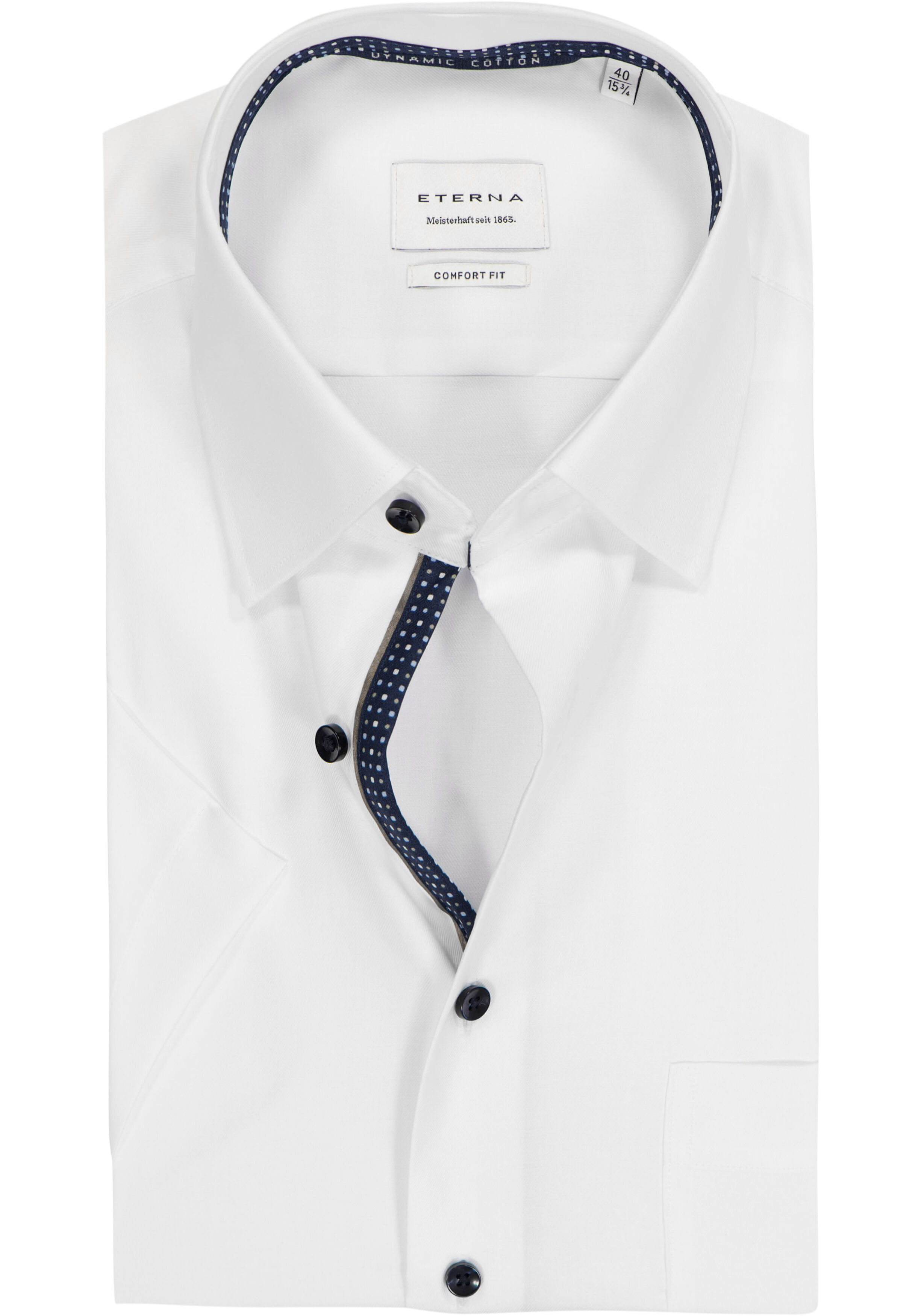 ETERNA comfort fit overhemd korte mouw, twill, wit
