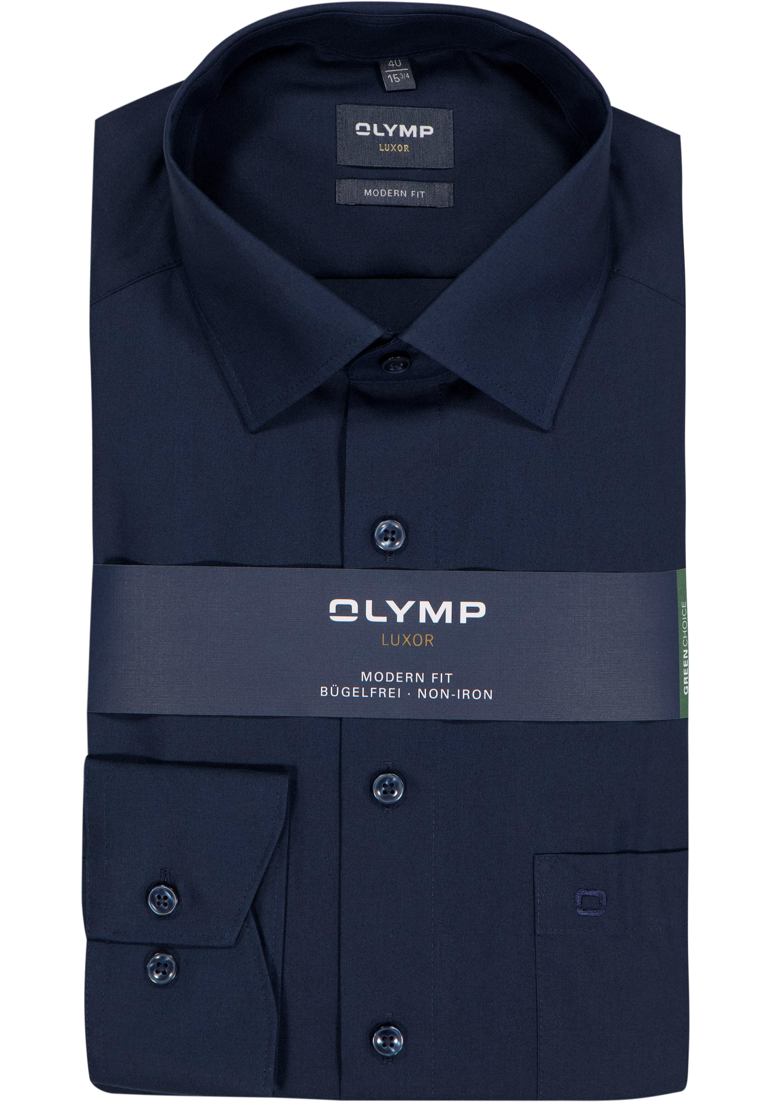OLYMP Luxor modern fit overhemd, donkerblauw