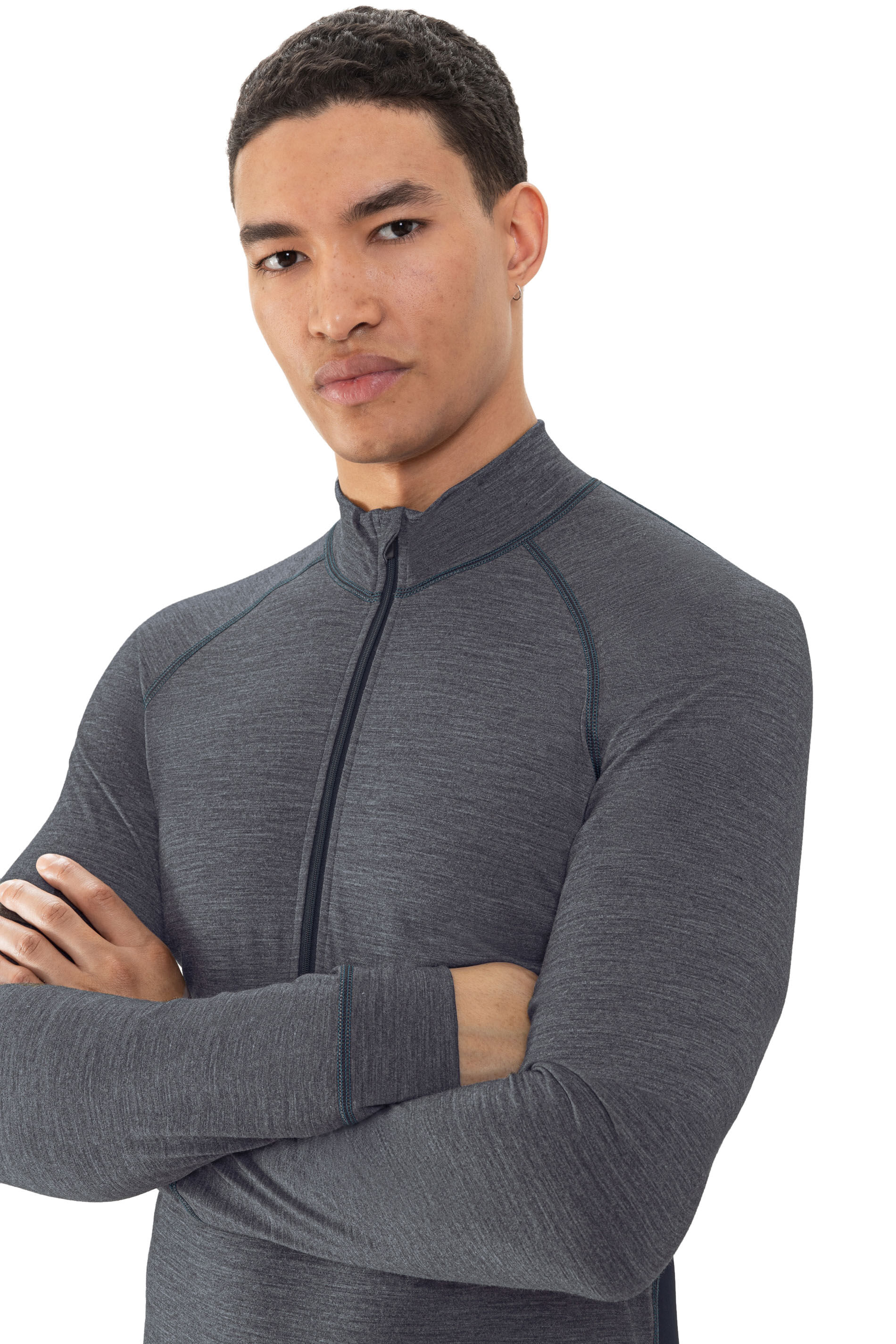 Mey heren T-shirt long sleeve Prfrmnc+, thermo T-shirt lange mouw jeansblauw