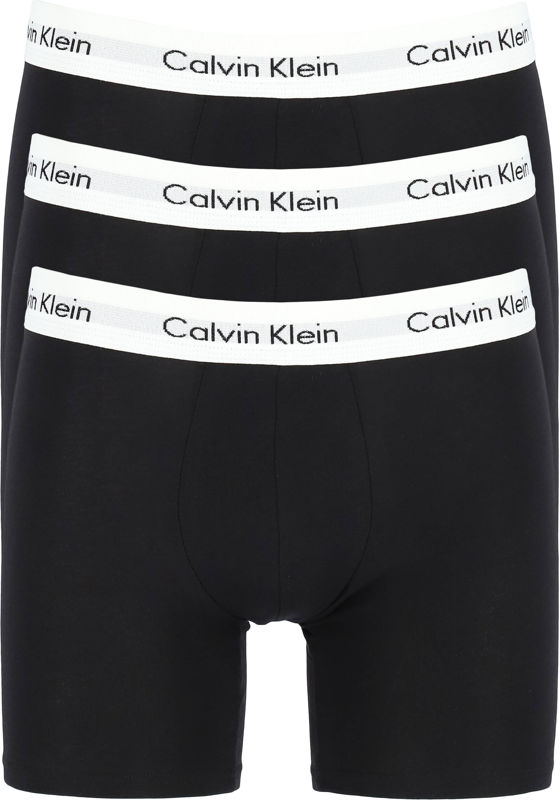 Calvin Klein Cotton Stretch boxer brief (3-pack), heren boxers extra lang, zwart met witte tailleband   Calvin Klein Cotton Stretch boxer brief (3-pack), heren boxers extra lang, zwart met witte tailleband