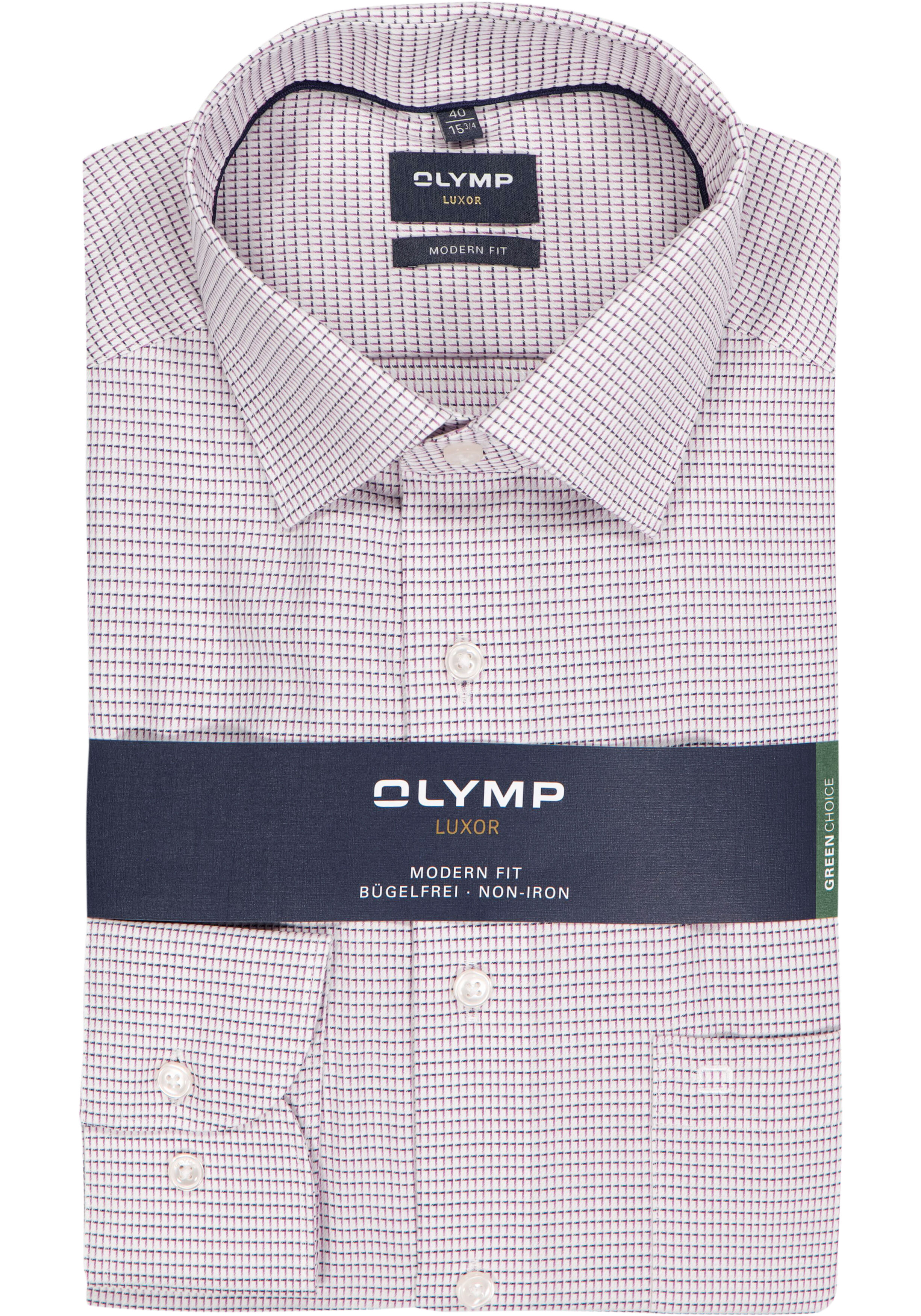 OLYMP Luxor modern fit overhemd, structuur, mauve paars