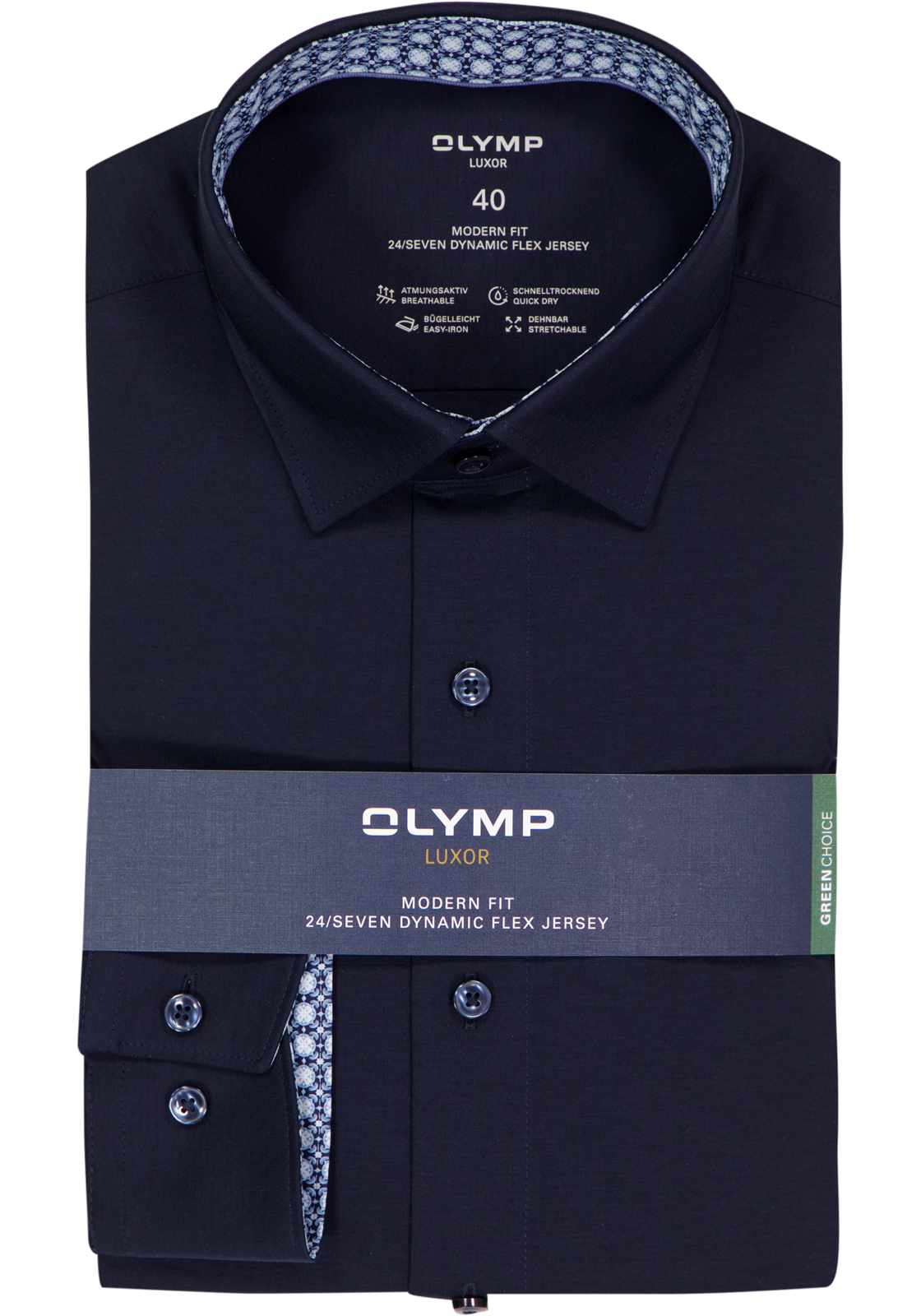 OLYMP 24/7 Luxor modern fit overhemd, tricot, marine blauw OLYMP 24/7 Luxor modern fit overhemd, tricot, marine blauw