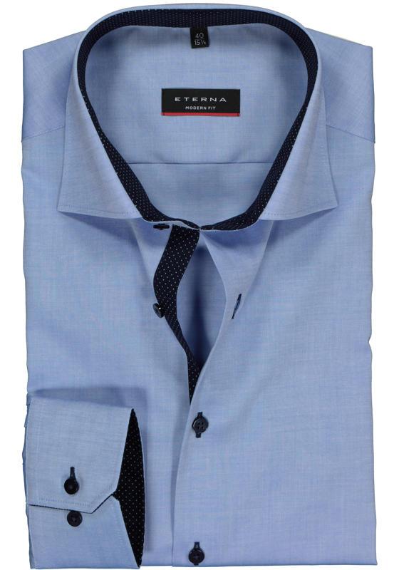 ETERNA modern fit overhemd, fijn Oxford heren overhemd, lichtblauw (blauw gestipt contrast) ETERNA modern fit overhemd, fijn Oxford heren overhemd, lichtblauw (blauw gestipt contrast)