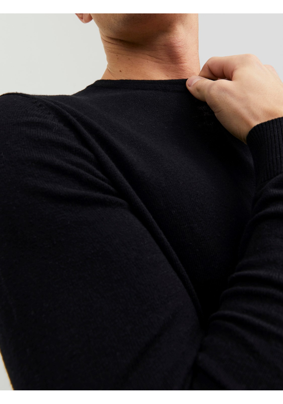 image_7_jj__3866610__detail1jpgv43863e477c4d20eecd4b576a9bea72cd7b4f JACK & JONES Emil knit crew neck slim fit, heren pullover viscosemengsel met O-hals, zwart