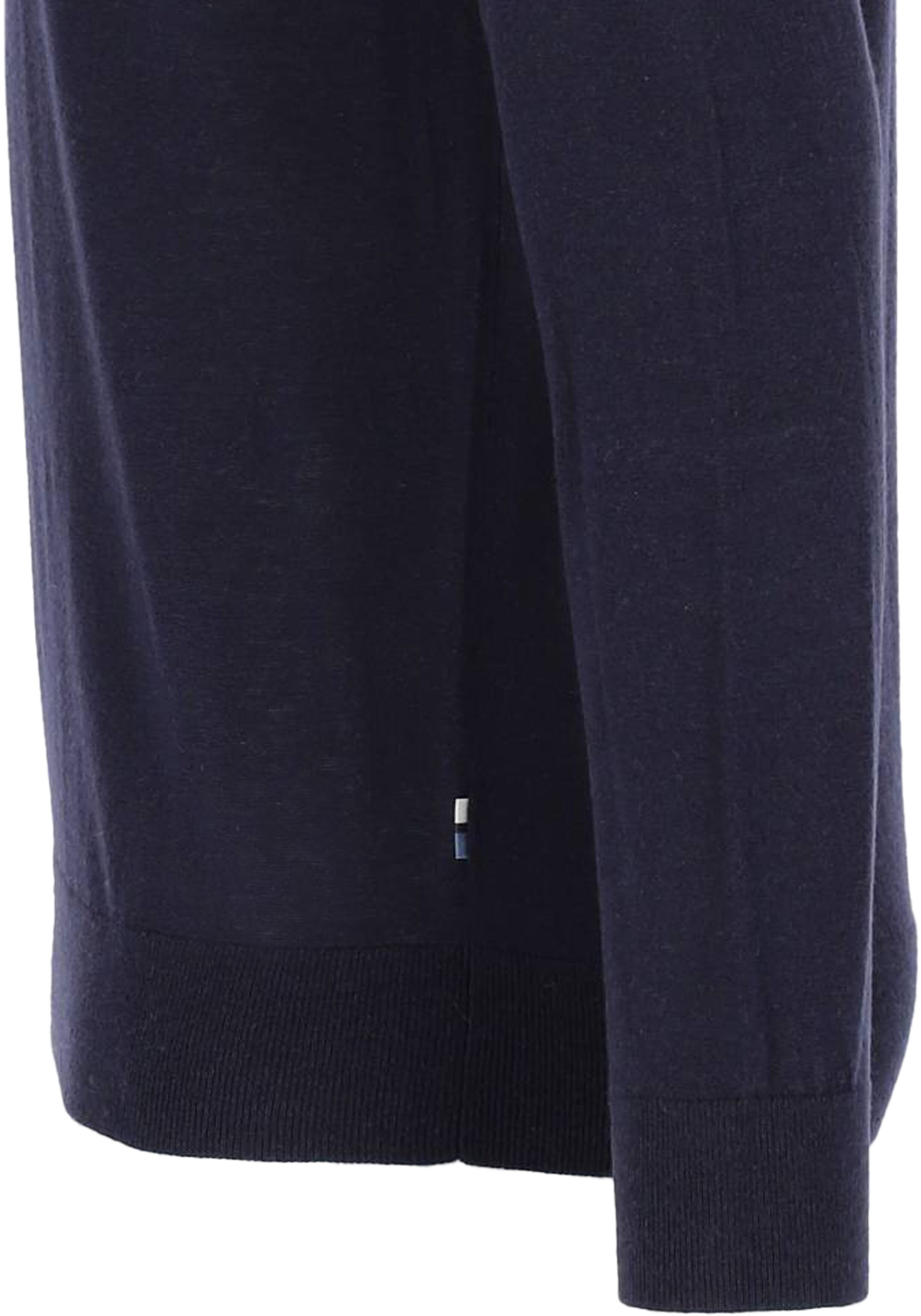 OLYMP Level 5 body fit trui wol met zijde, V-hals, marine blauw