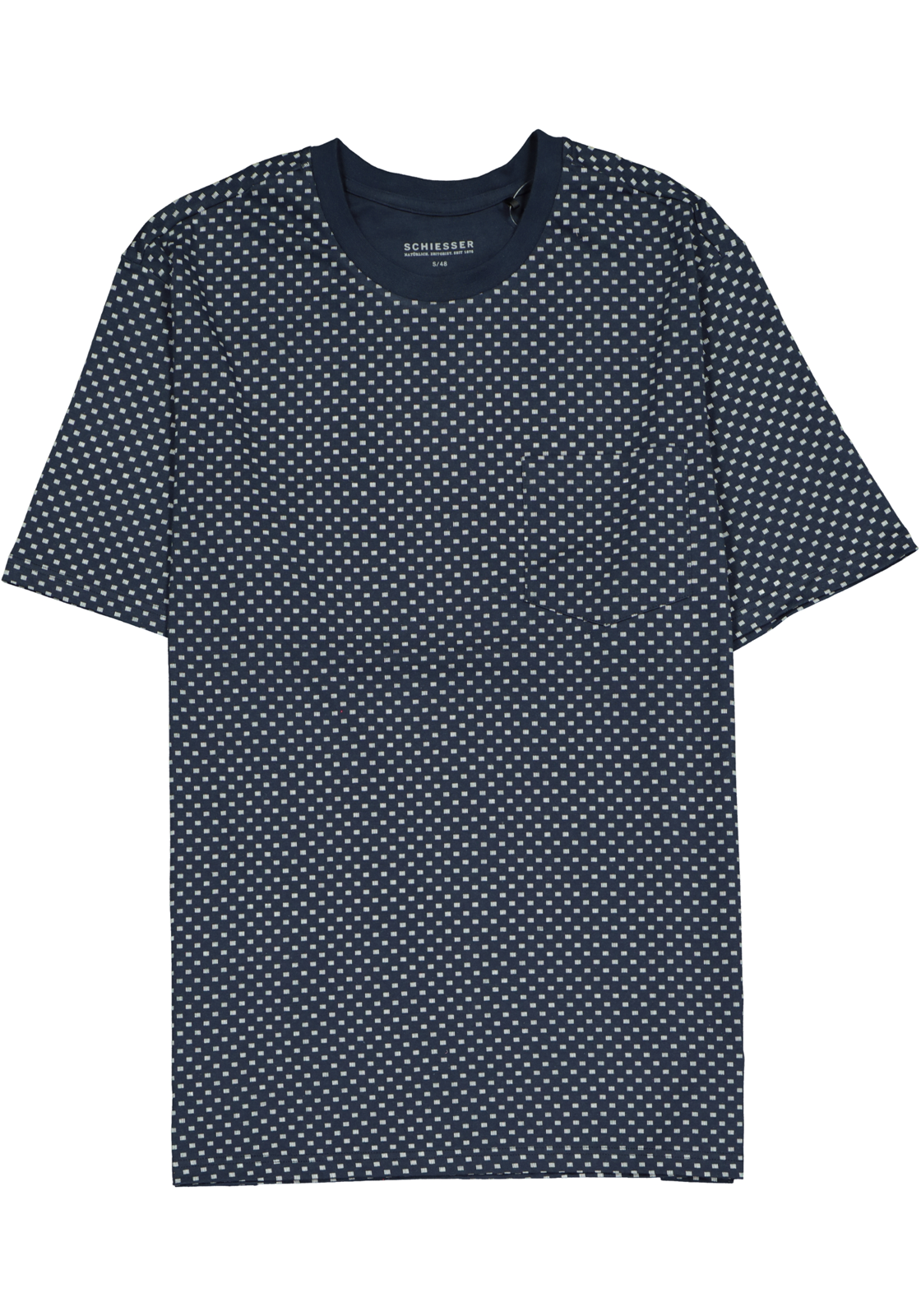 2-4007064786129_schiesser_pyjama_HR SCHIESSER heren shortama, O-hals, blauw met wit dessin