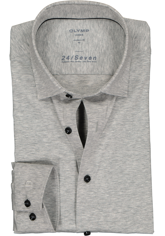 OLYMP Luxor 24/Seven modern fit overhemd, zilvergrijs tricot OLYMP Luxor 24/Seven modern fit overhemd, zilvergrijs tricot