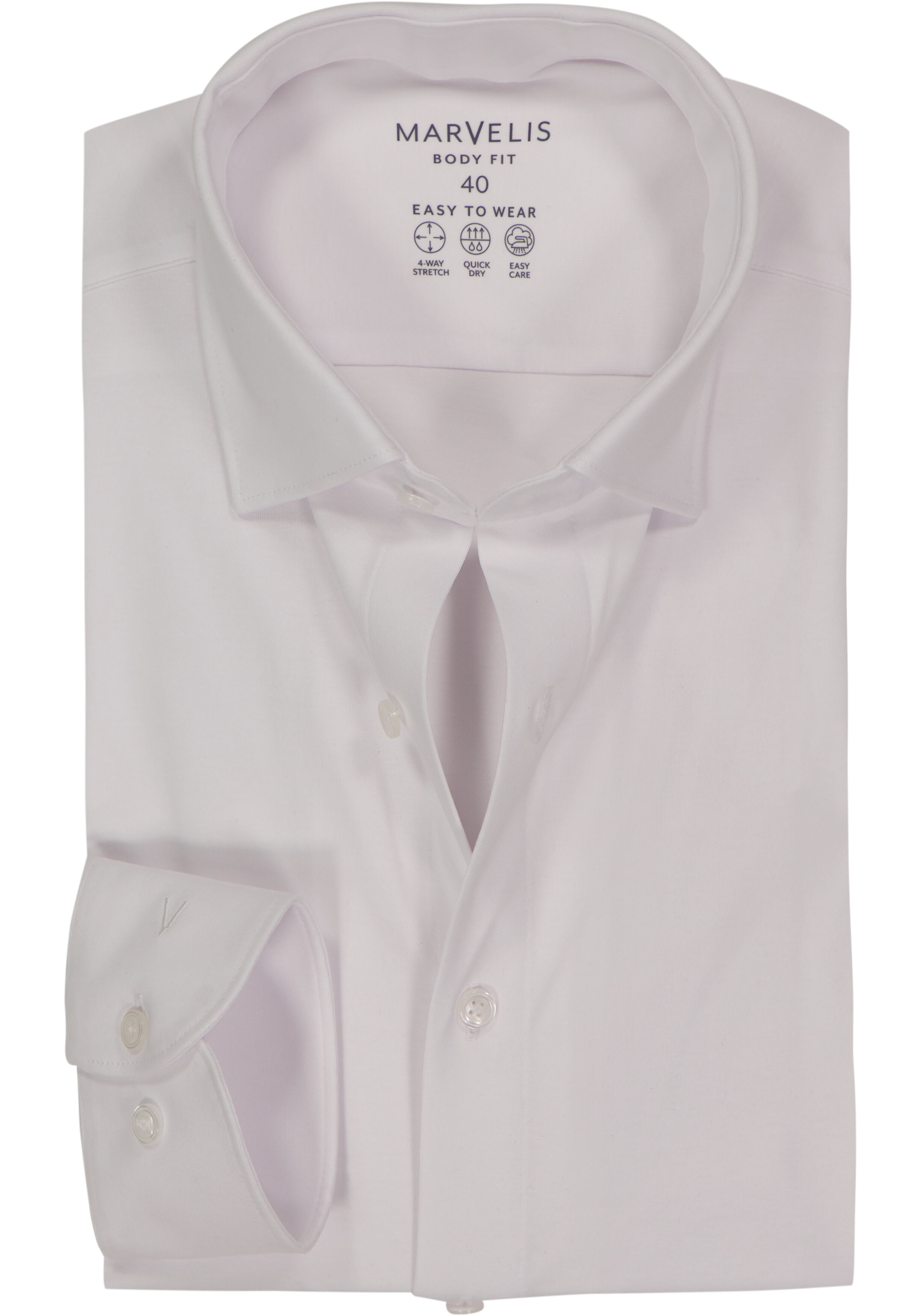 MARVELIS body fit overhemd, tricot, wit