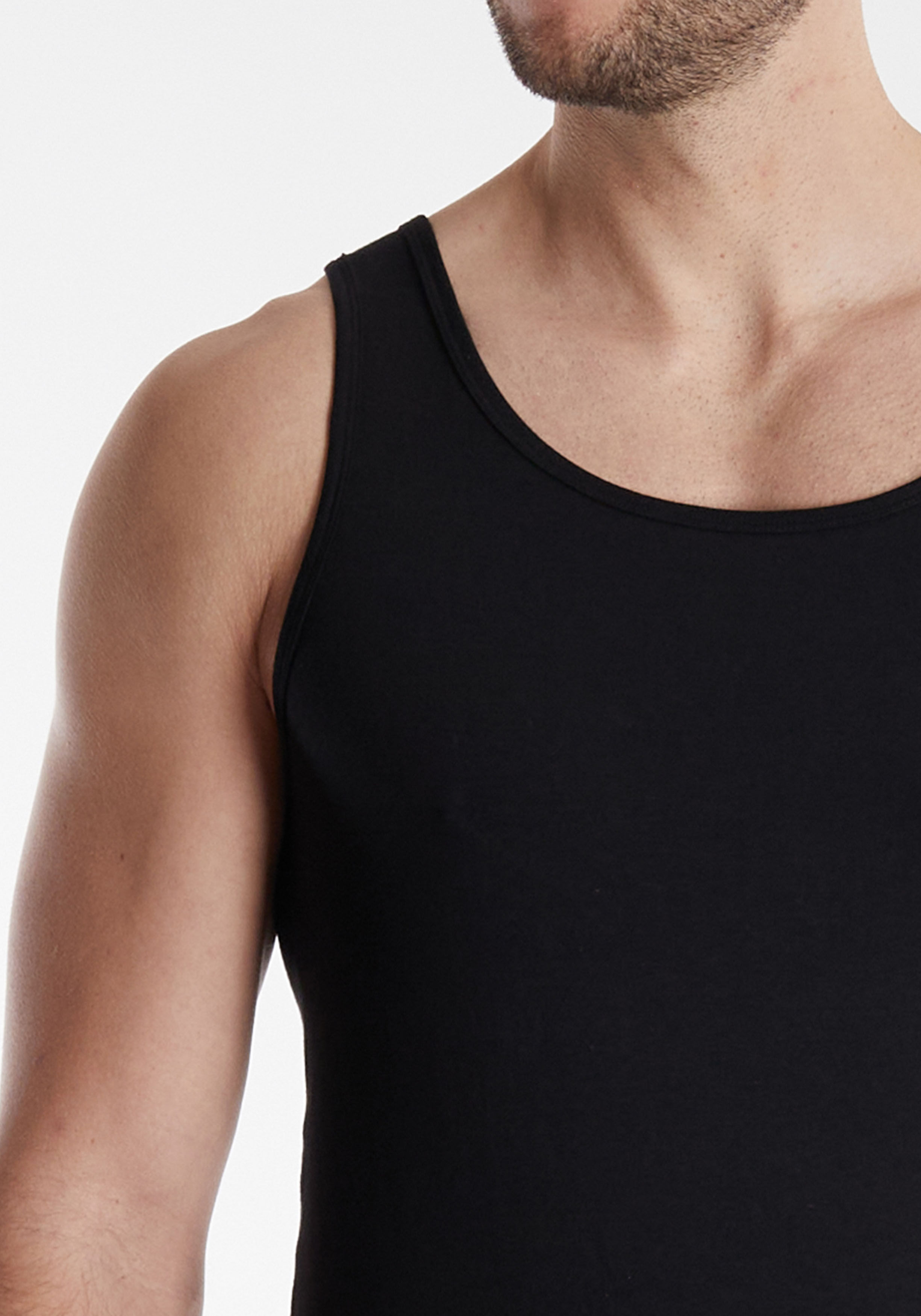 Gotzburg heren singlet slim fit 95/5 (1-pack), heren onderhemd stretch katoen, zwart