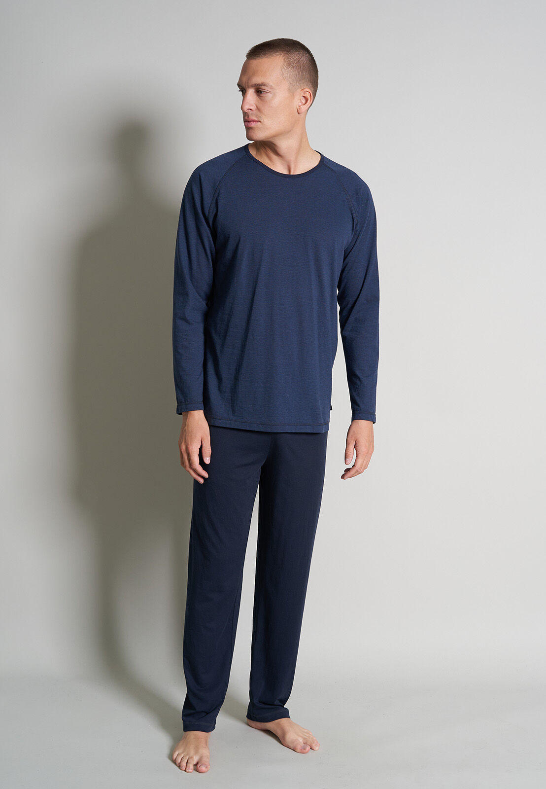 Ceceba heren pyjama O-hals, donkerblauw gestreept