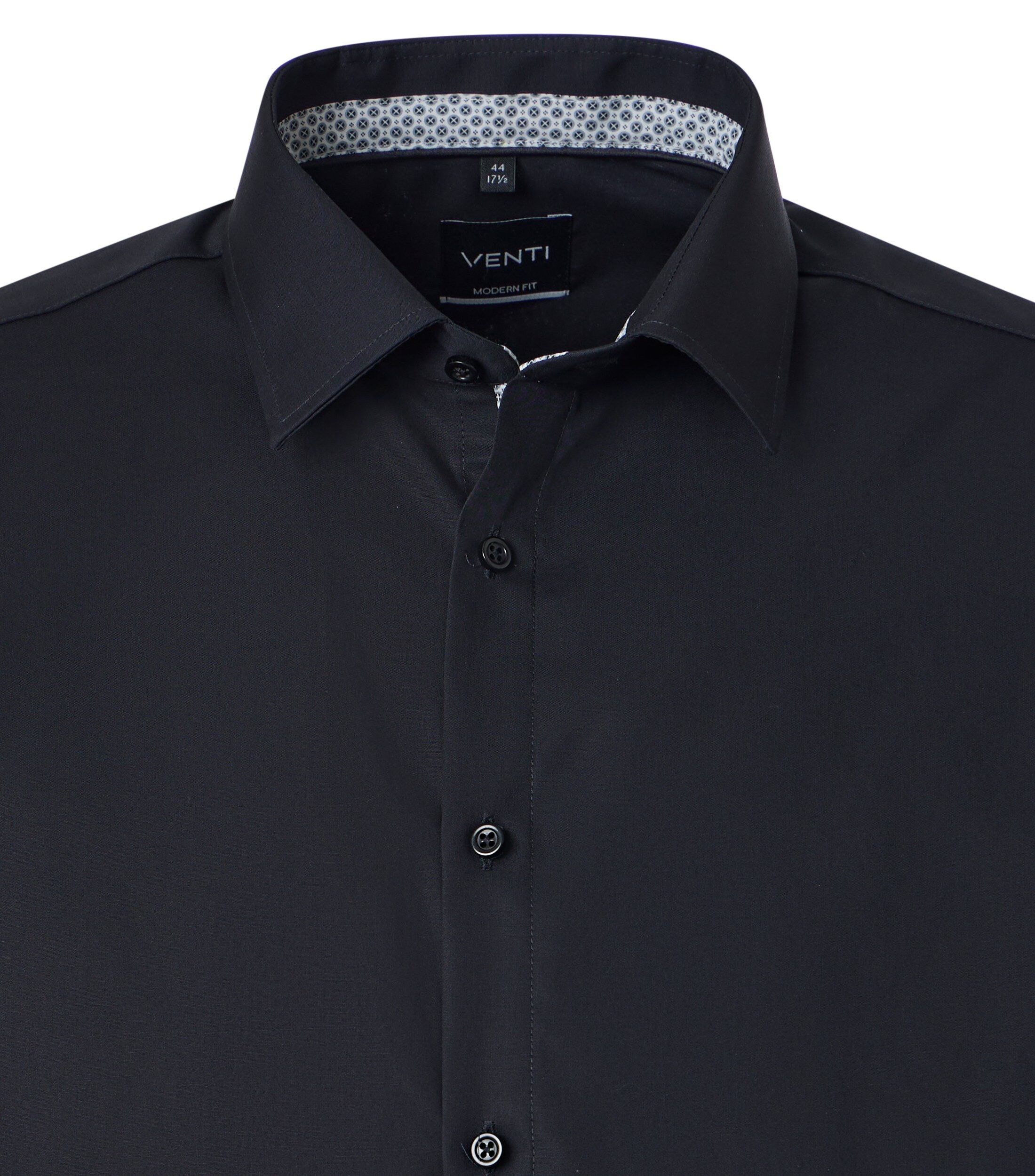VENTI modern fit overhemd, korte mouw, popeline, donkerblauw