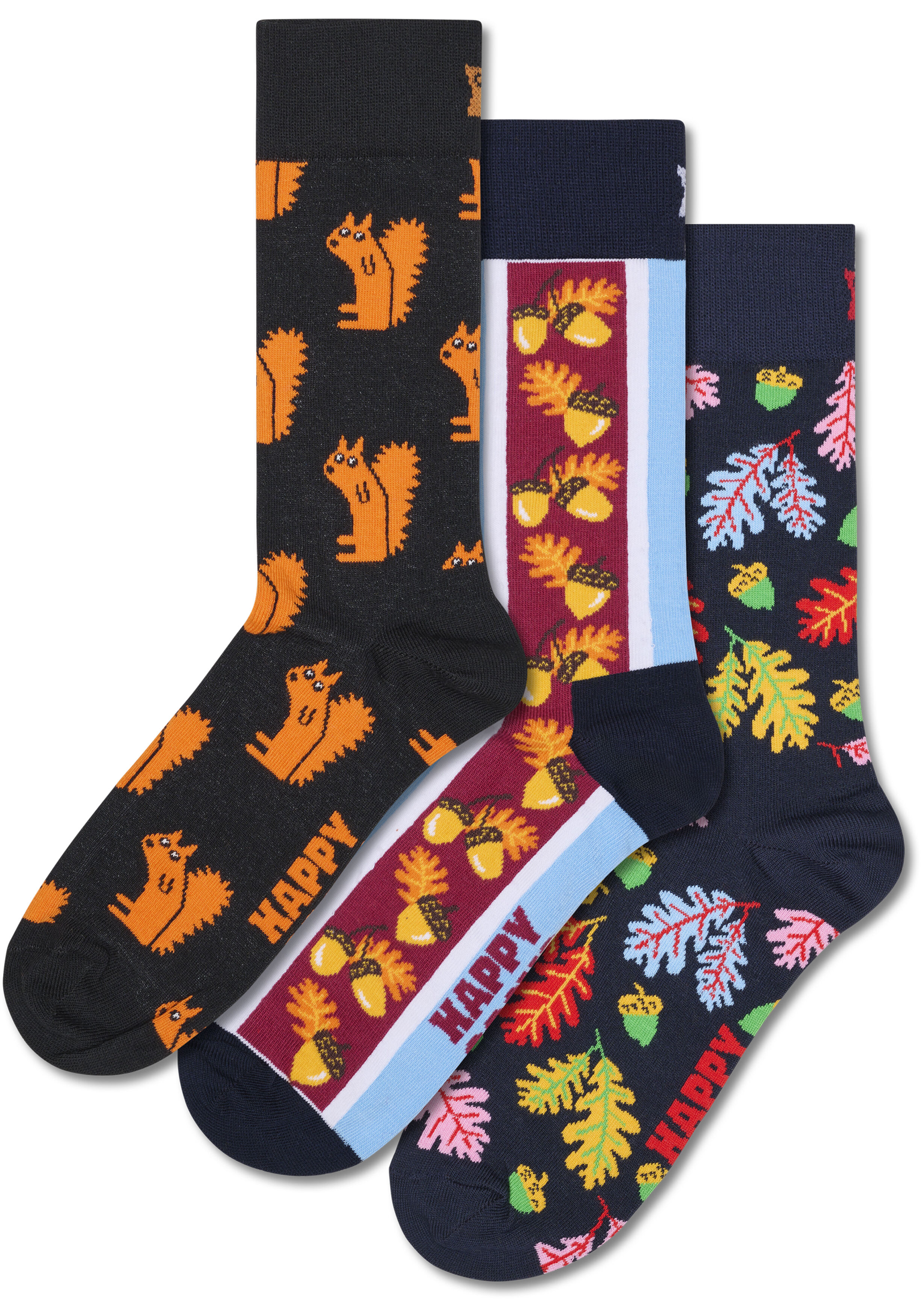 Happy Socks Fall Socks Gift Set (3-pack), unisex sokken in cadeauverpakking, zwart